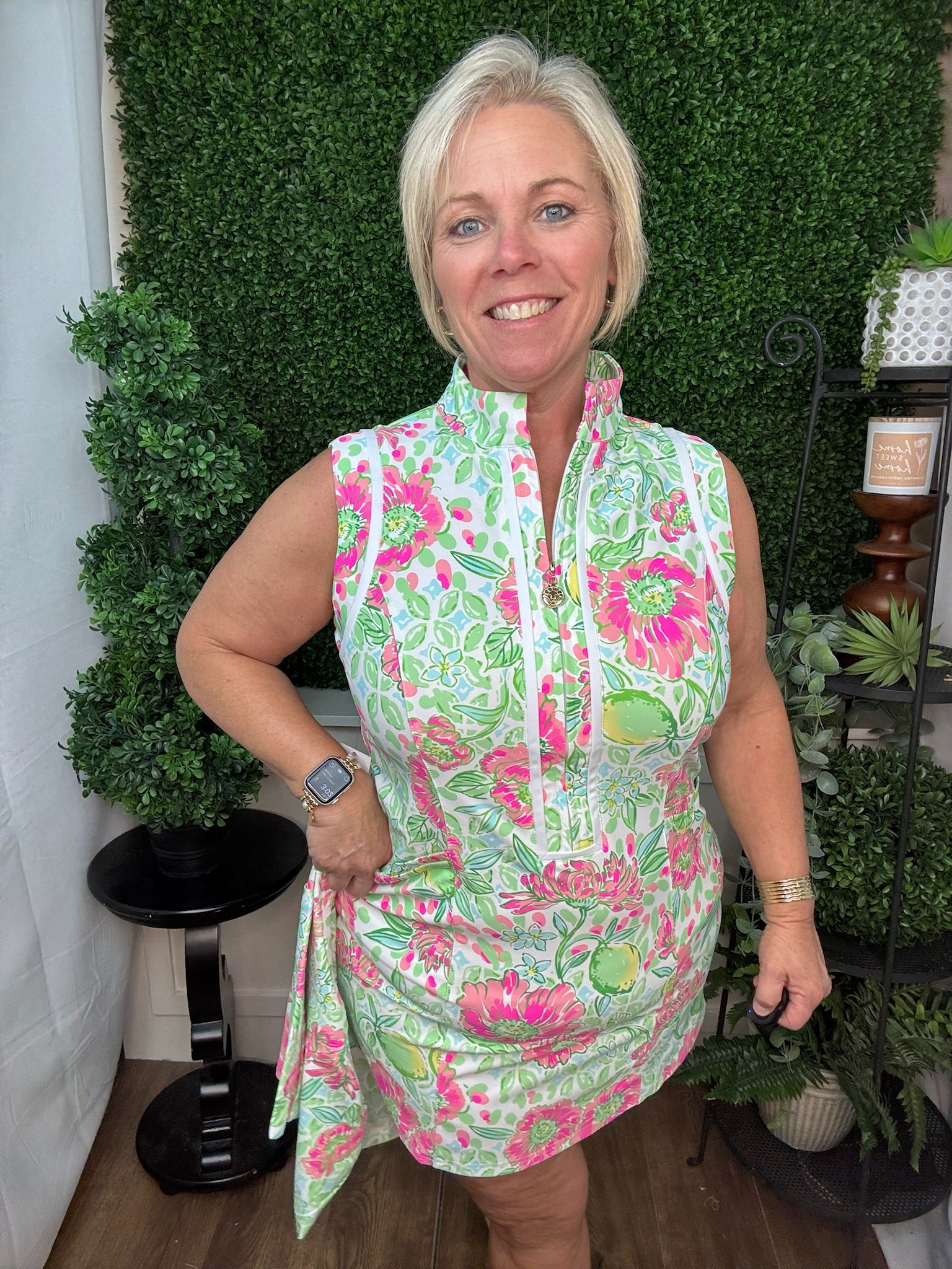 MID-ZIP MOCK NECK DRESS - MINT