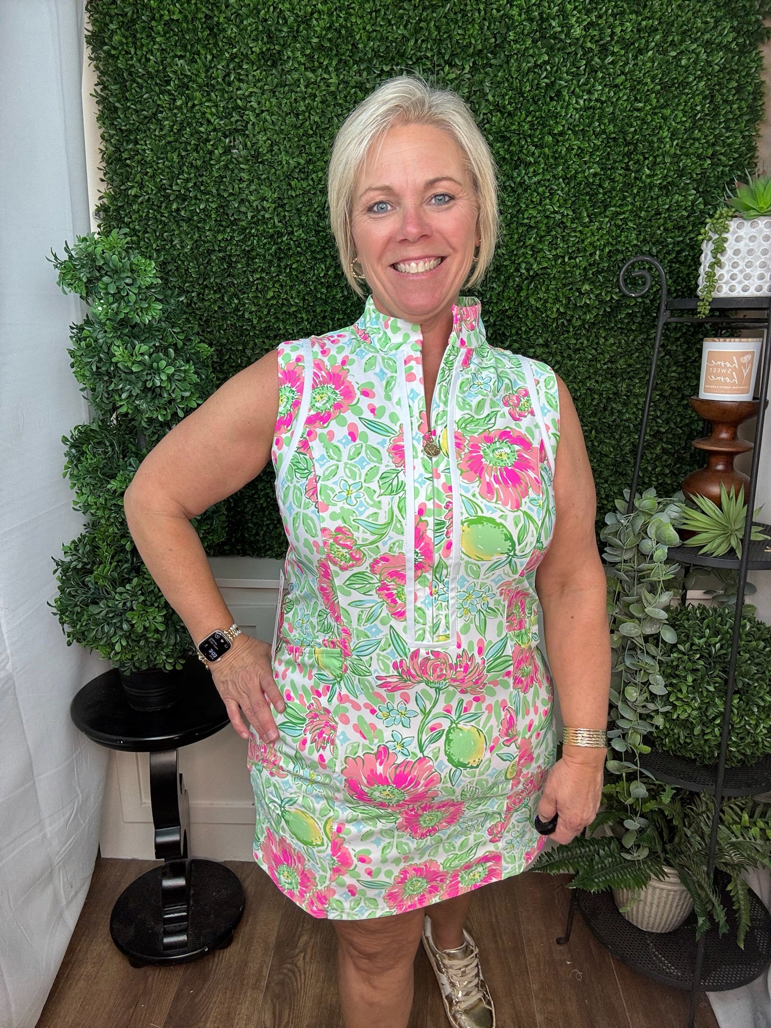 MID-ZIP MOCK NECK DRESS - MINT