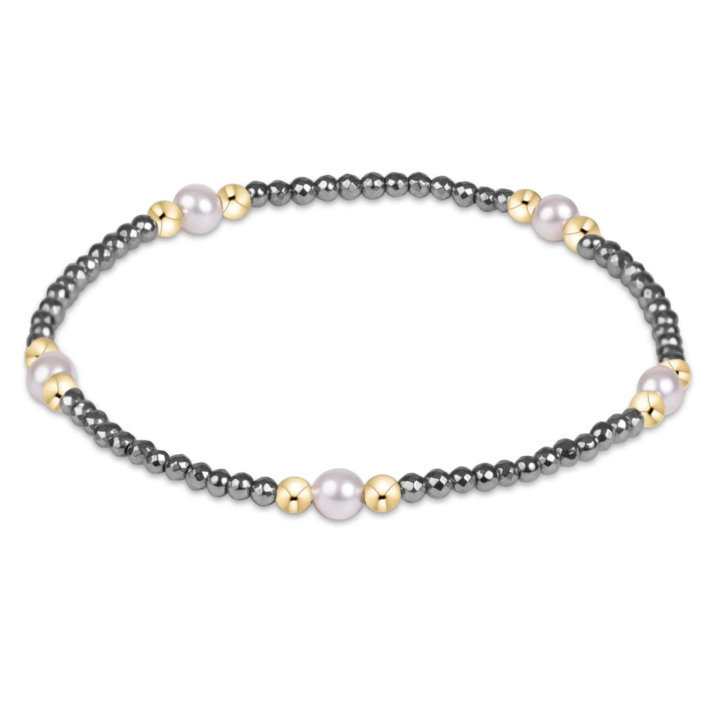 PURPOSE PEARL 4MM SILVER FACETED HEMATITE BRACELET