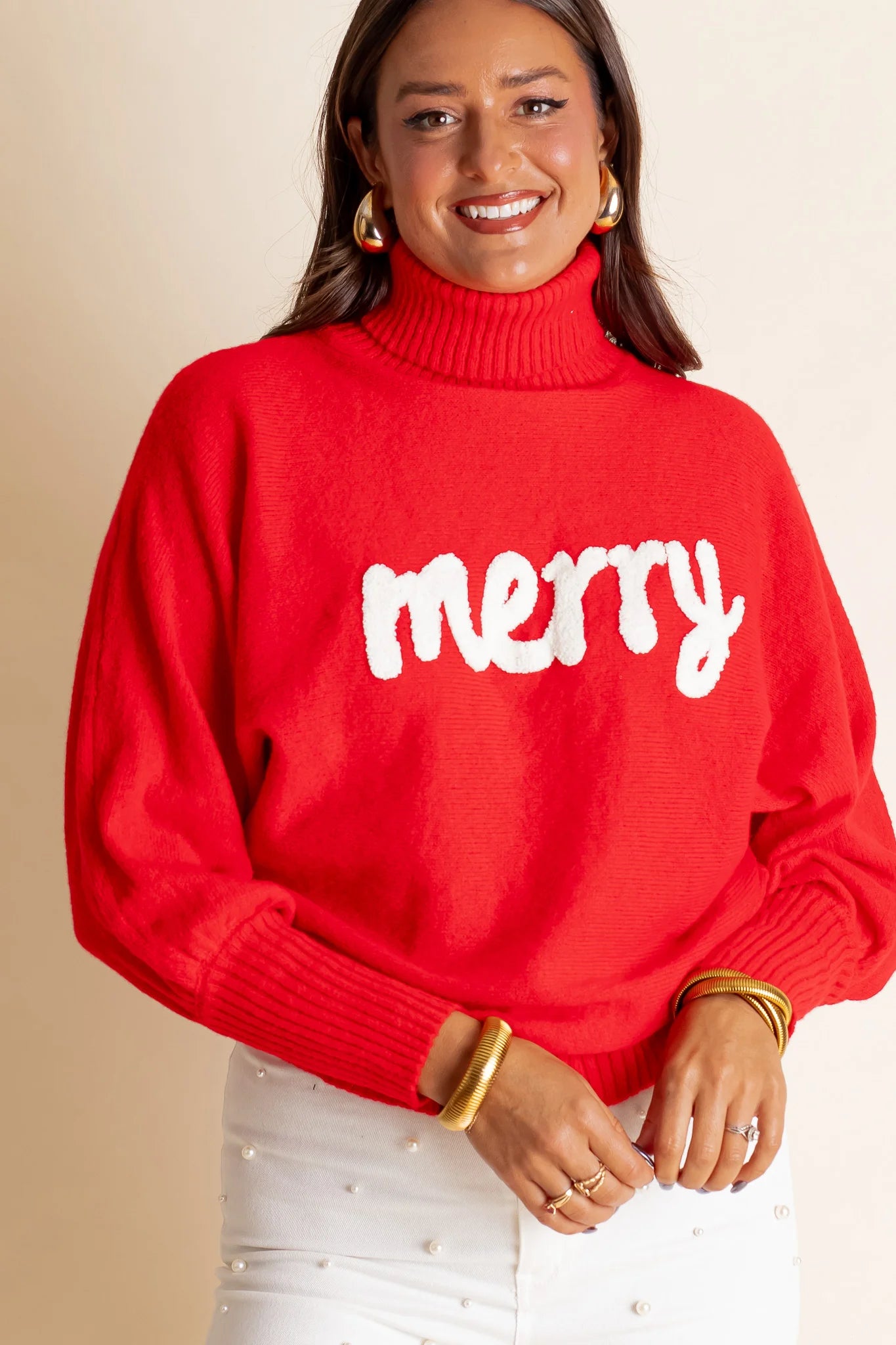 "MERRY" CHENILLE TURTLENECK SWEATER