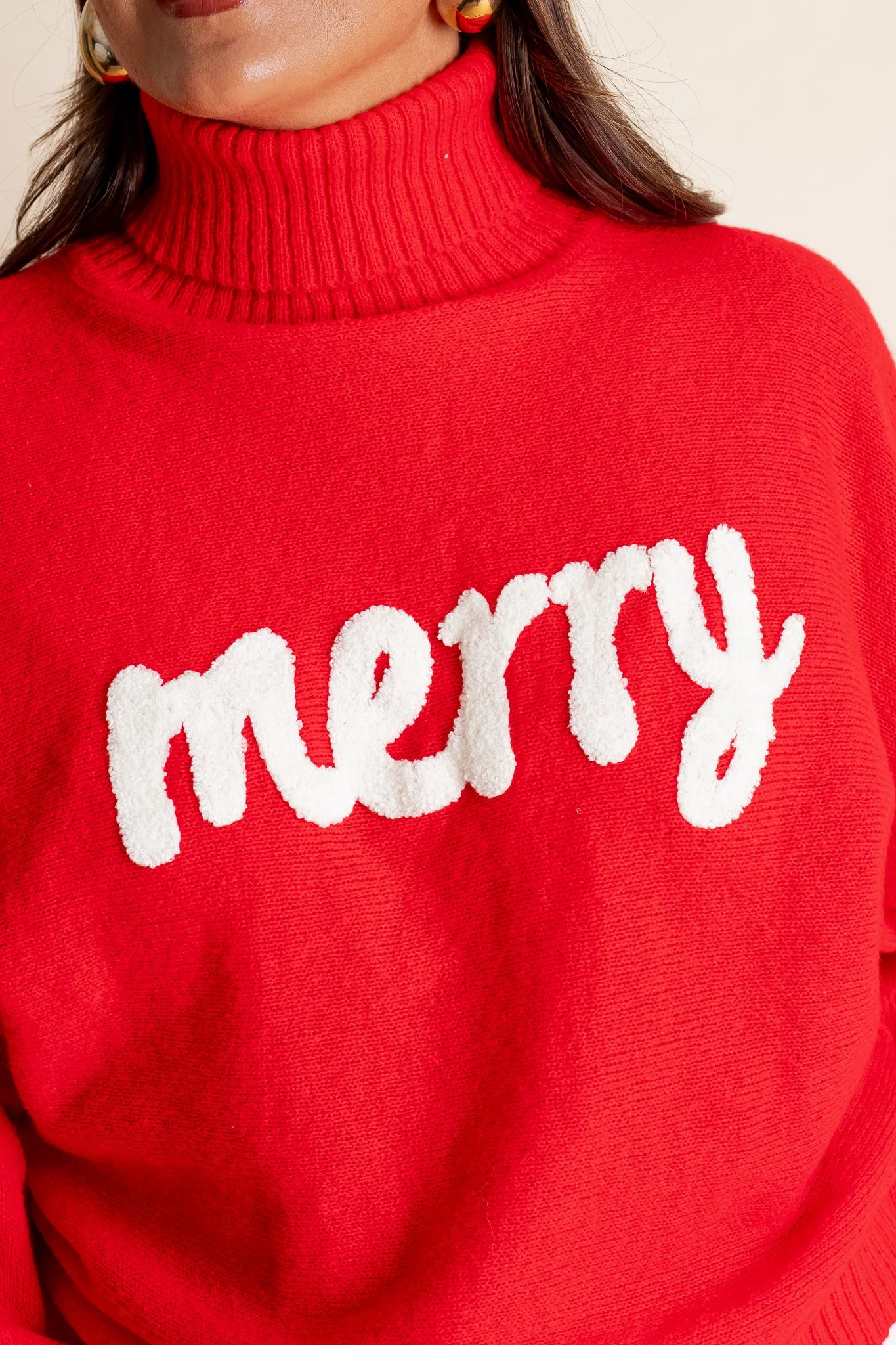 "MERRY" CHENILLE TURTLENECK SWEATER