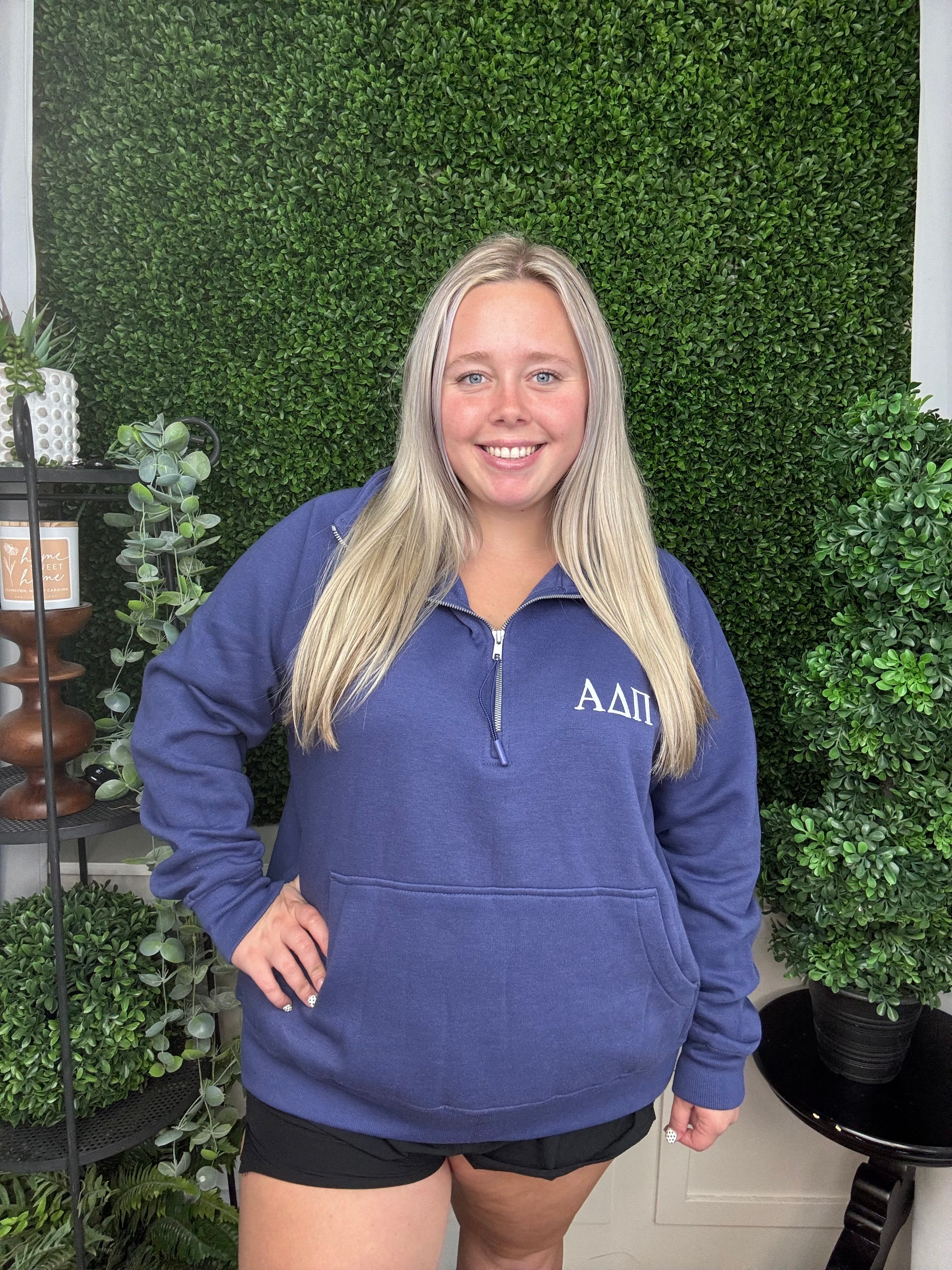 QUARTER ZIP - NAVY - ALPHA DELTA PI