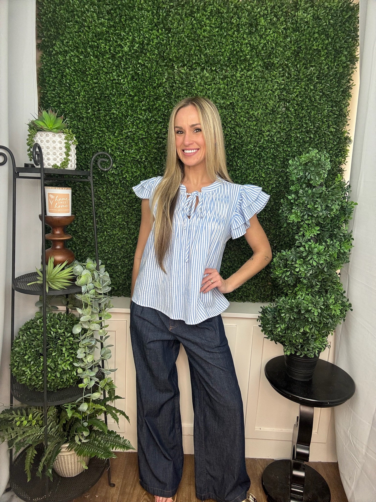 Seaside Stripe Flutter Blouse