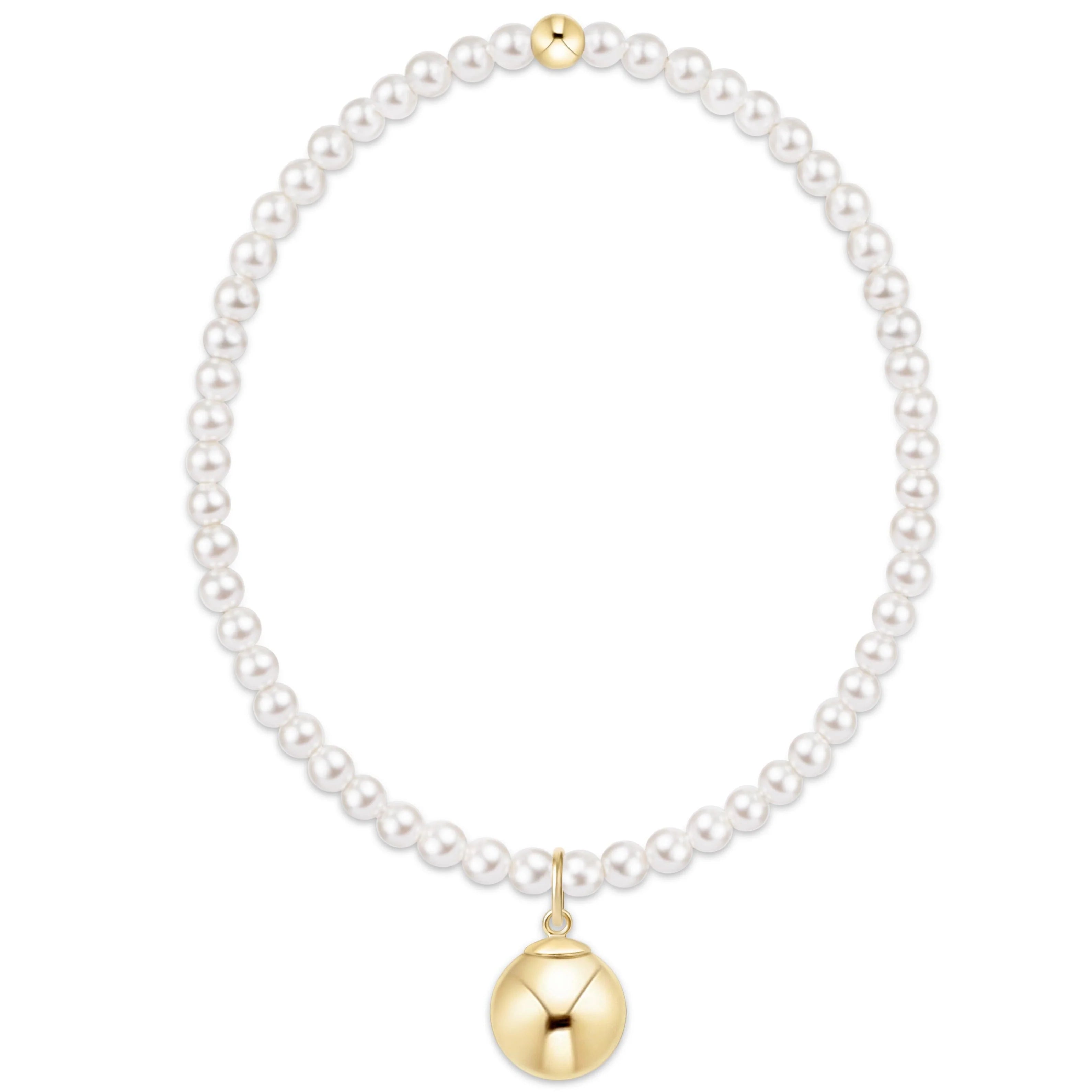 CLASSIC PEARL 3MM BRACELET – CLASSIC GOLD 10MM CHARM