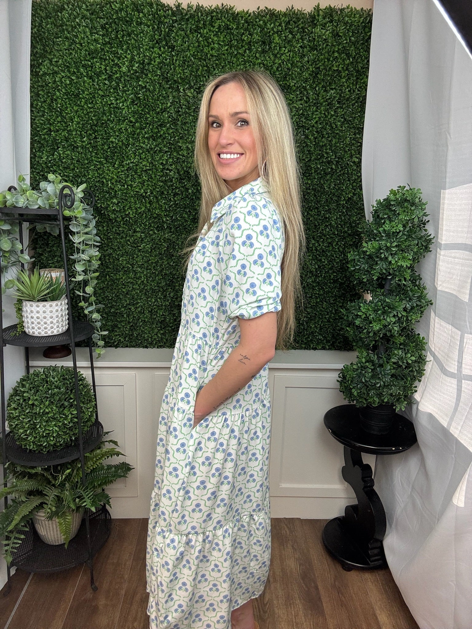 DRESS ELOISE SWEETBRIAR LATTICE BLUE