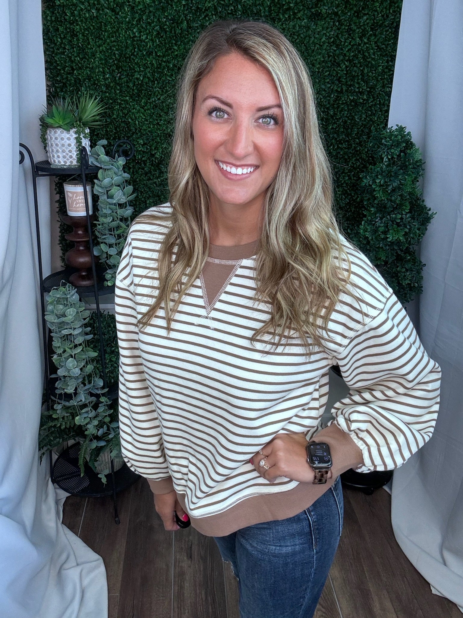 STRIPED LONG SLEEVE BLOUSE