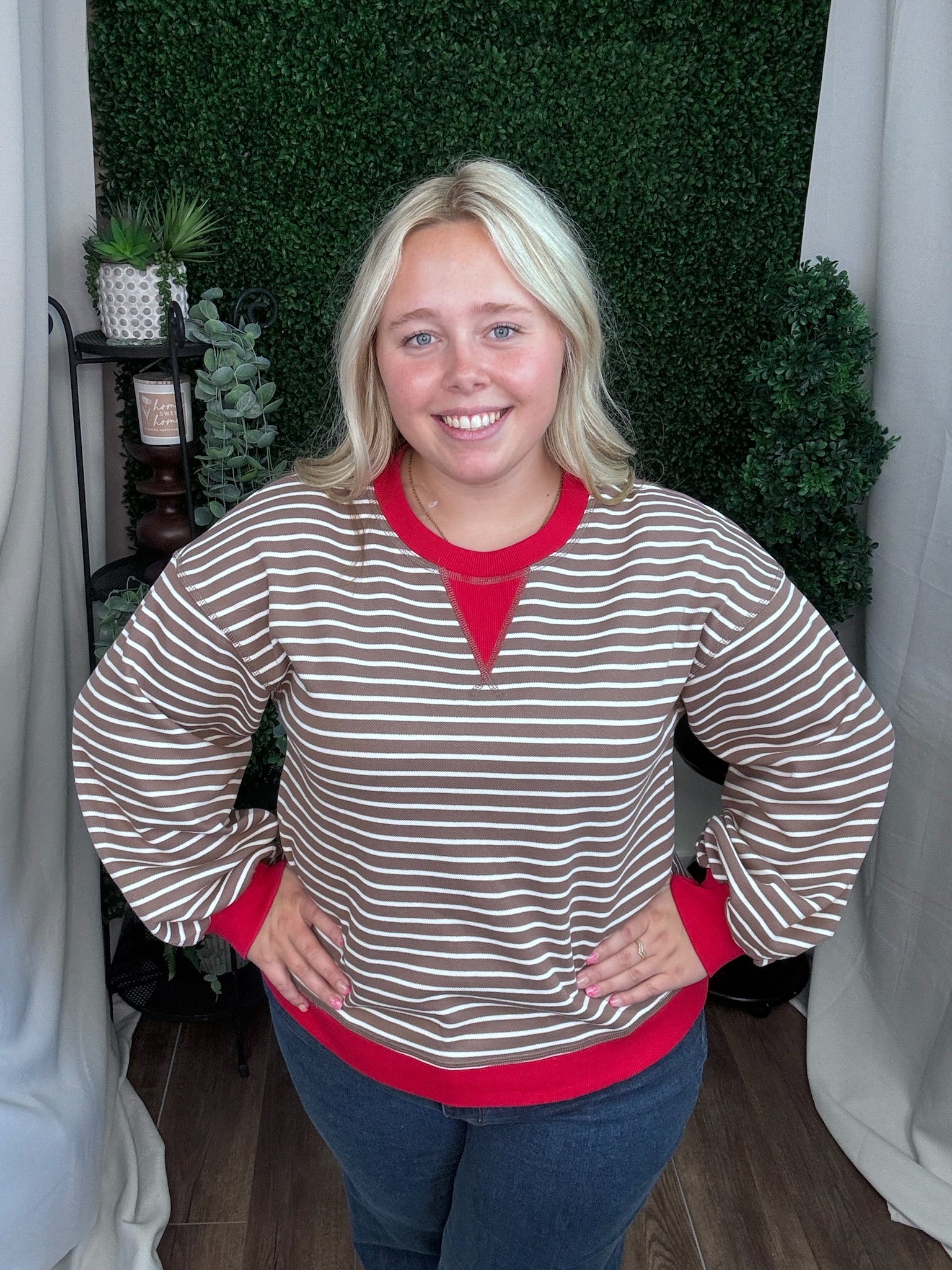 STRIPED LONG SLEEVE BLOUSE