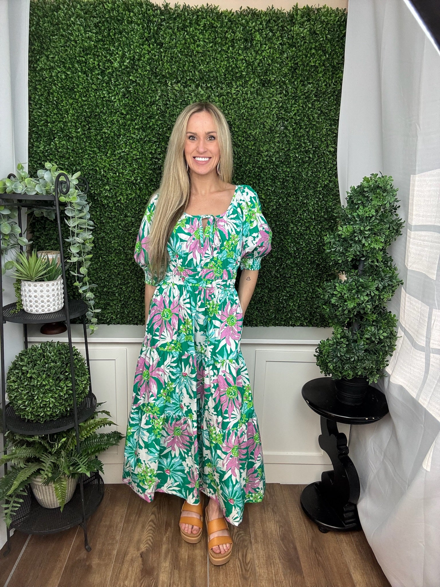 KAELI TIERED MAXI DRESS - APPLE GREEN