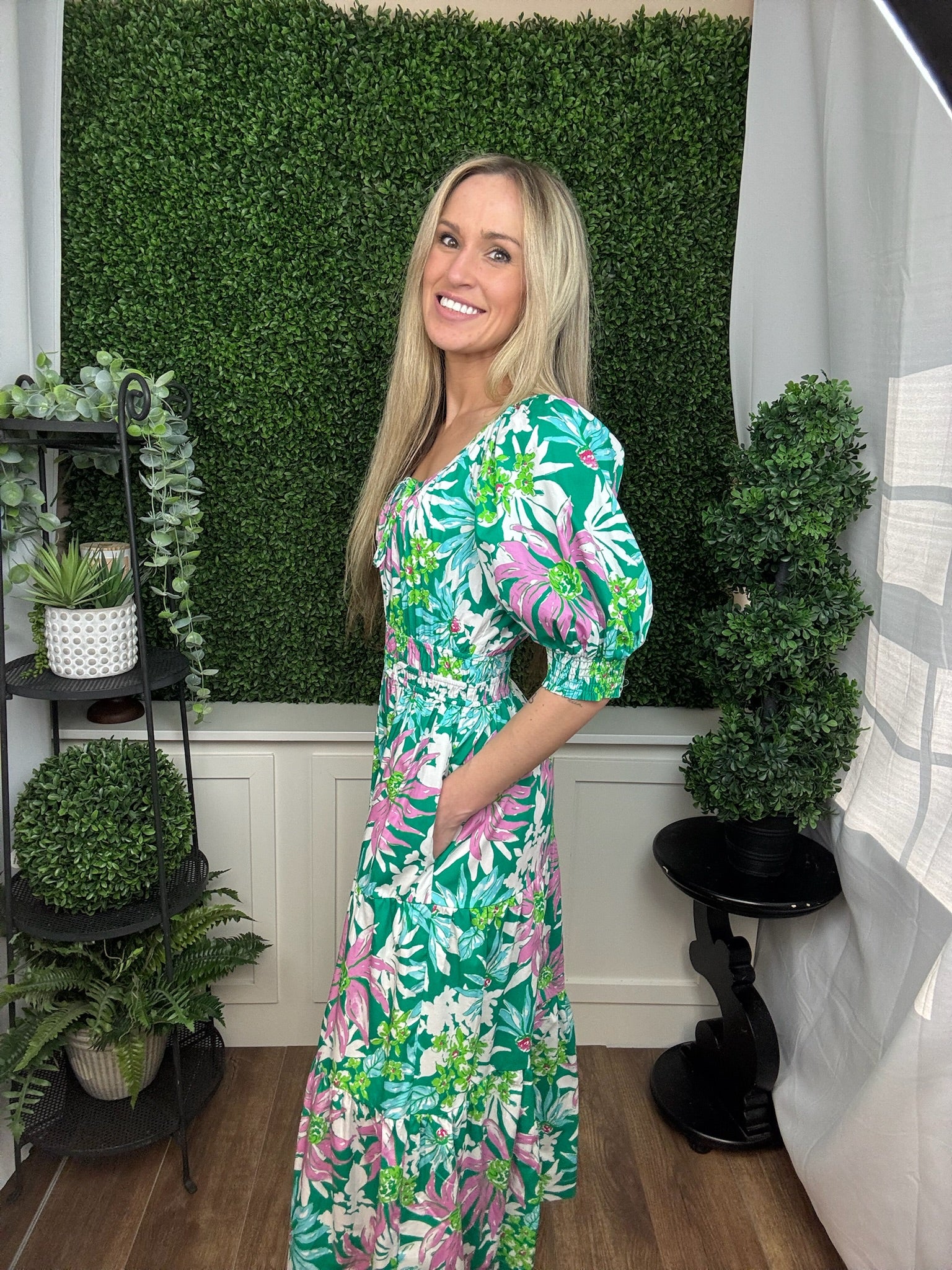 KAELI TIERED MAXI DRESS - APPLE GREEN