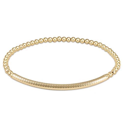 CLASSIC GOLD 3MM BEAD BRAC -BLISS BAR TEXTURED