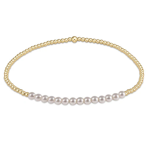 GOLD BLISS 2MM BEAD BRAC - PEARL