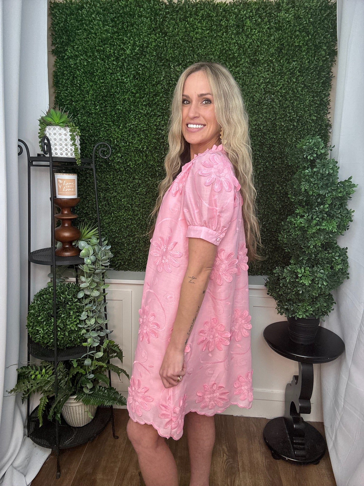 Blush Garden Embroidered Shift Dress