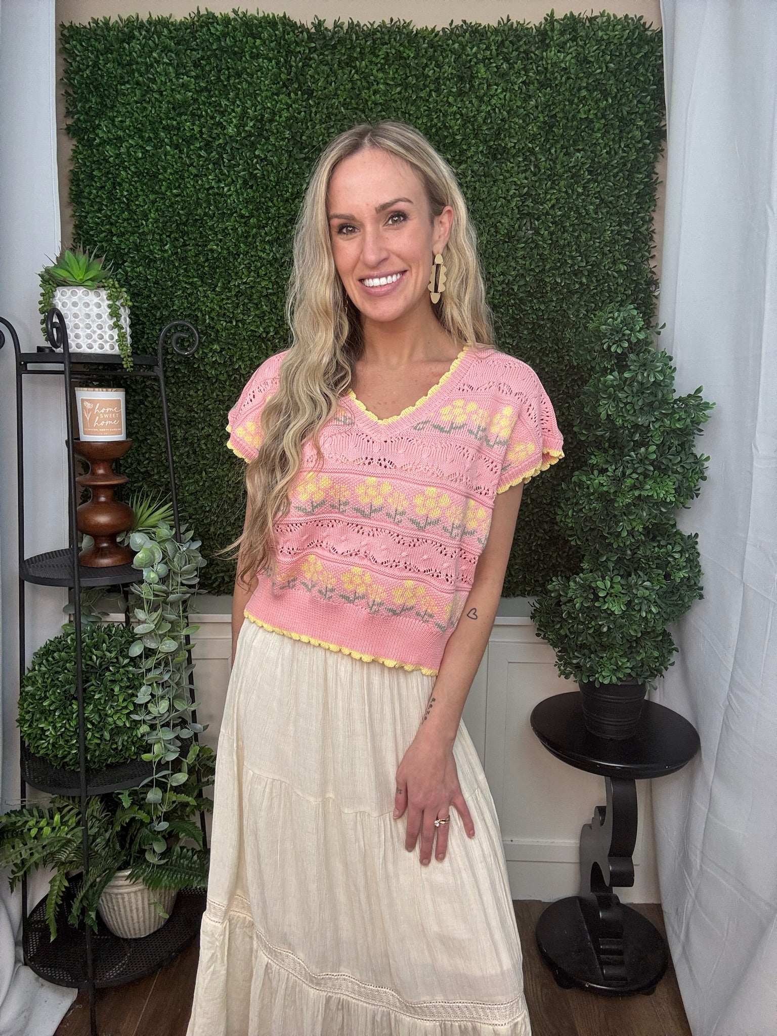 Ivory Solid Smocked Waist Tiered Midi Skirt