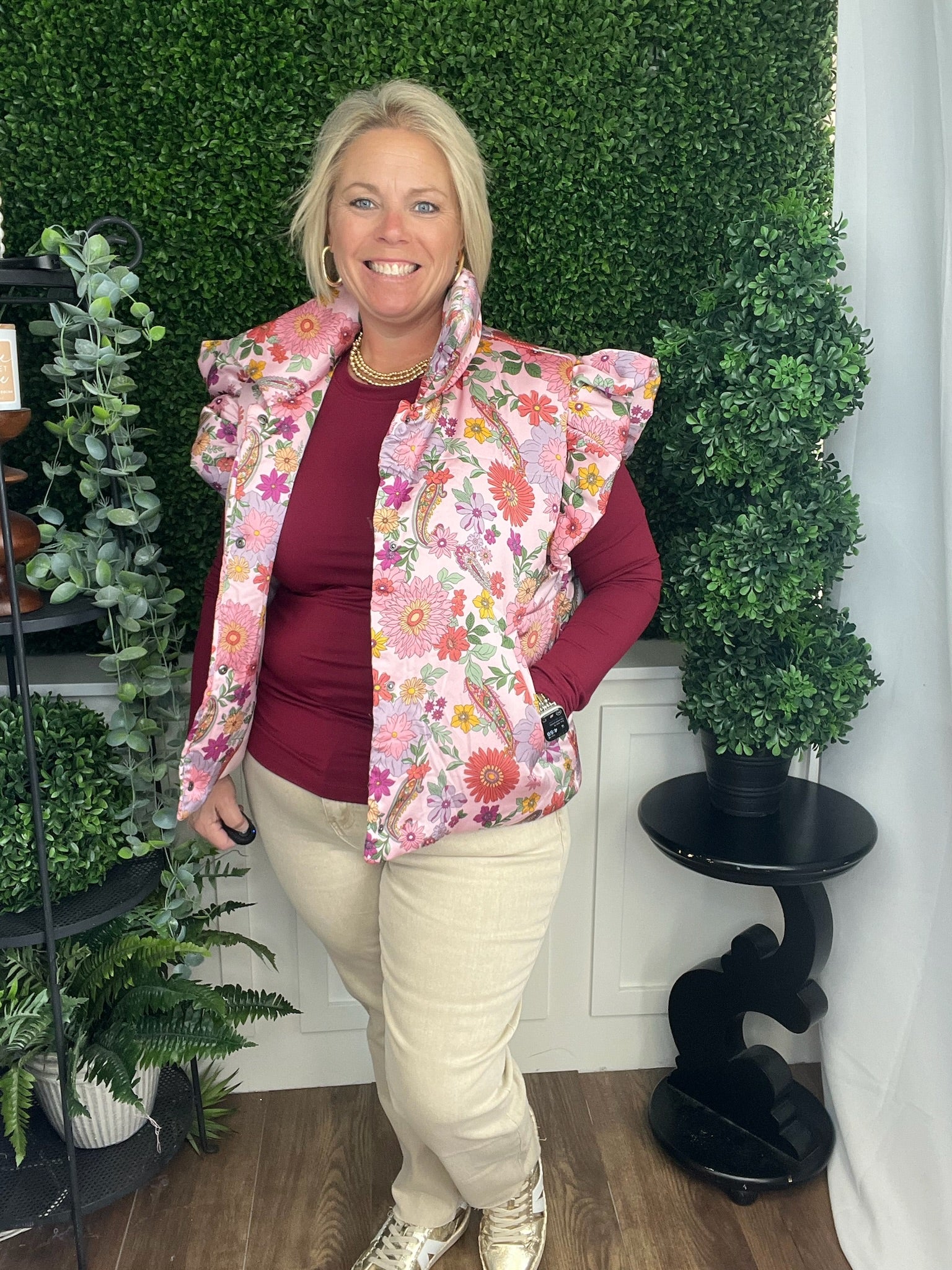 FLORAL PRINT VEST - INDIPINK MULTI FLORAL