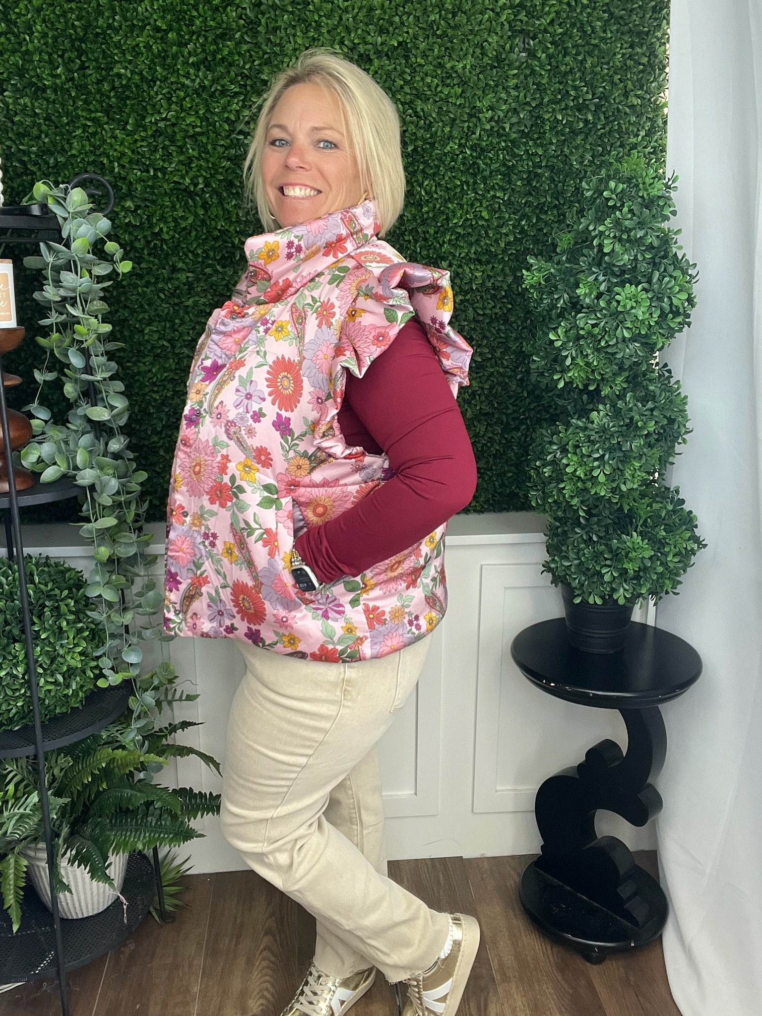 FLORAL PRINT VEST - INDIPINK MULTI FLORAL