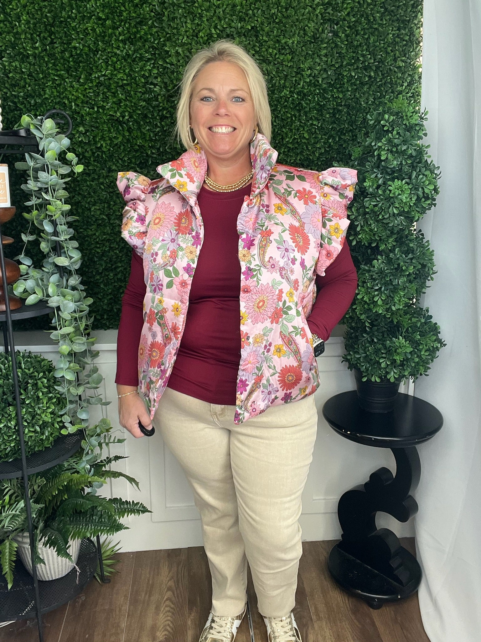 FLORAL PRINT VEST - INDIPINK MULTI FLORAL