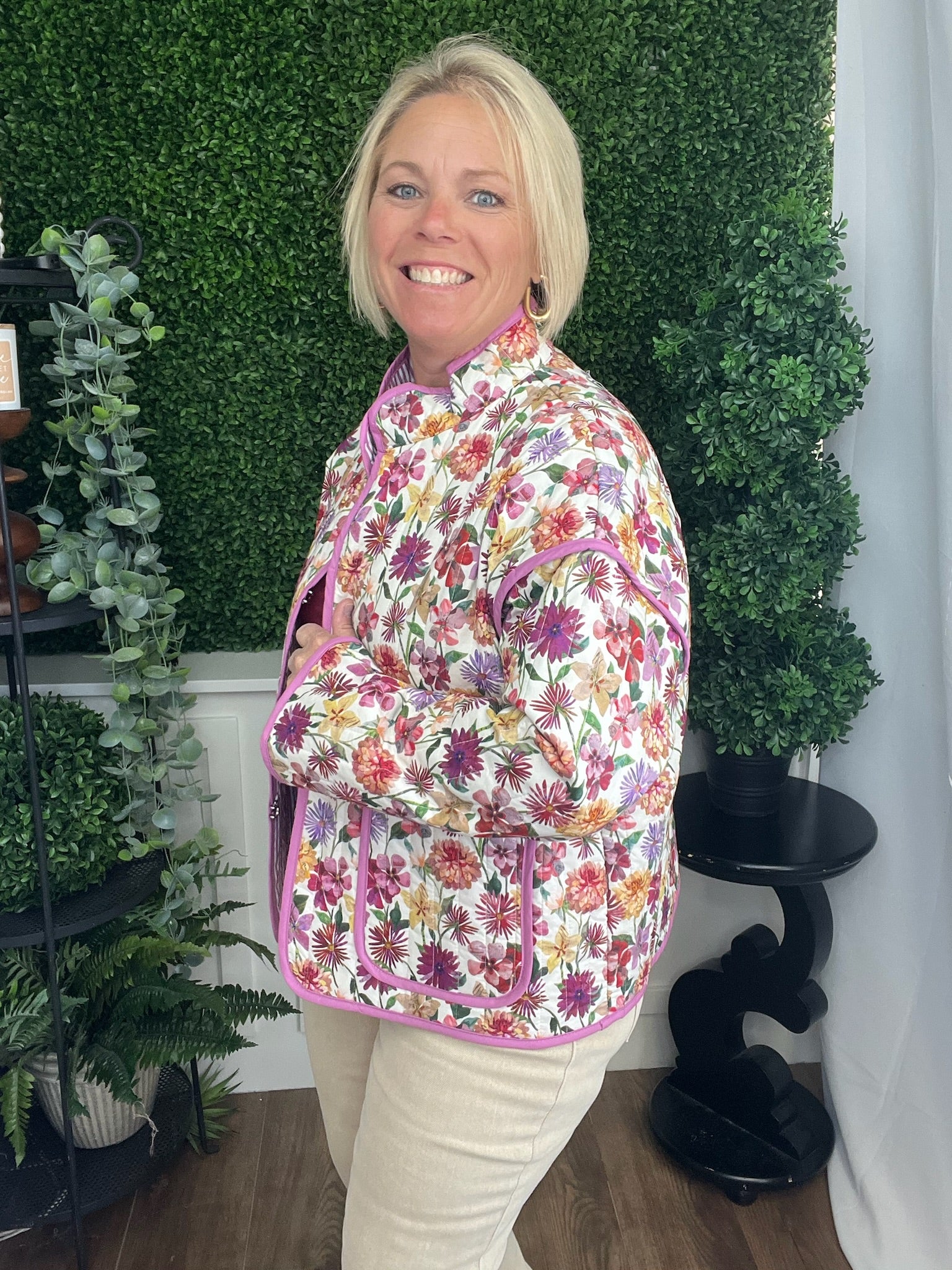 BOTANICAL QUILTED JACKET - PINK