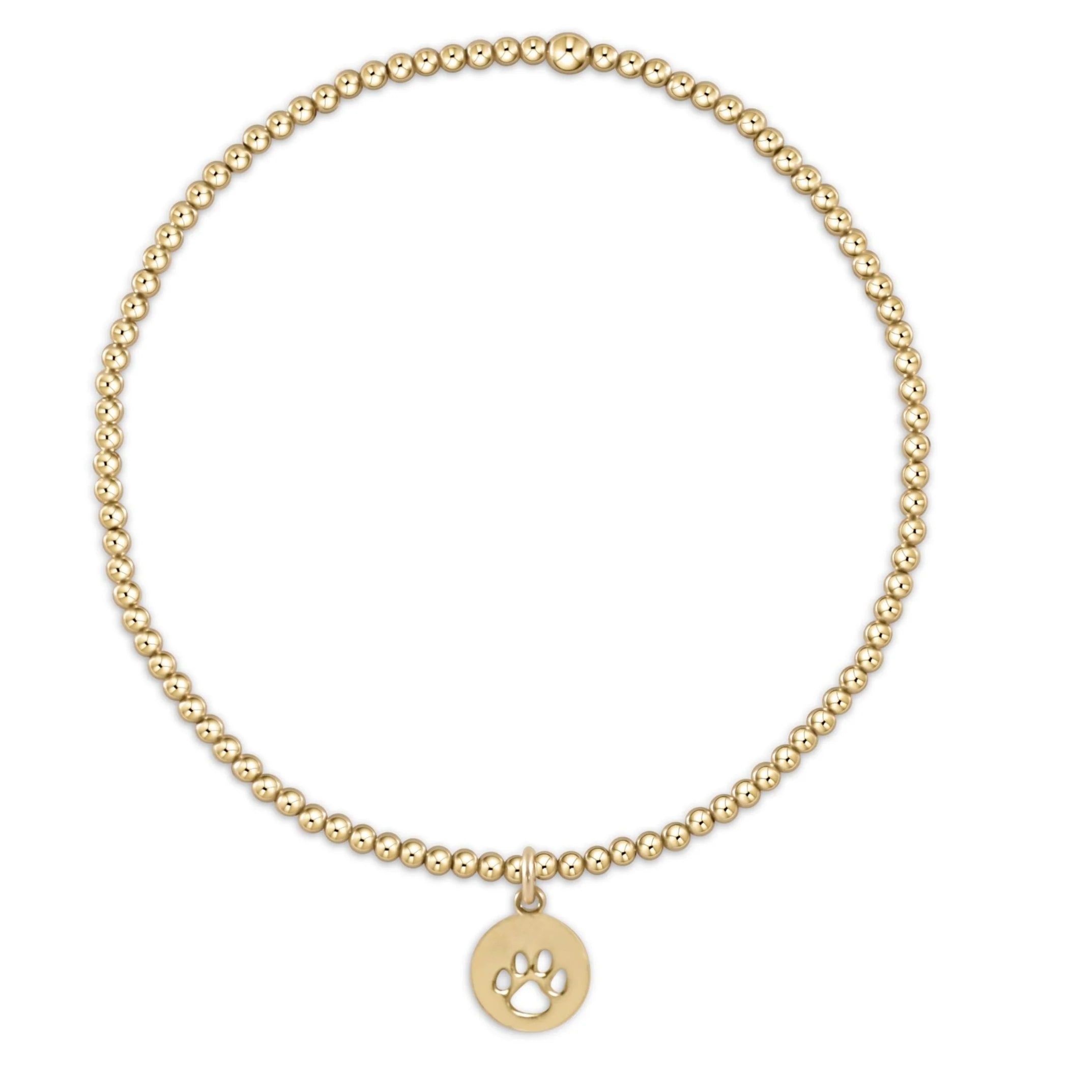 CLASSIC GOLD 2MM BRACELET – PAW PRINT SMALL GOLD DISC