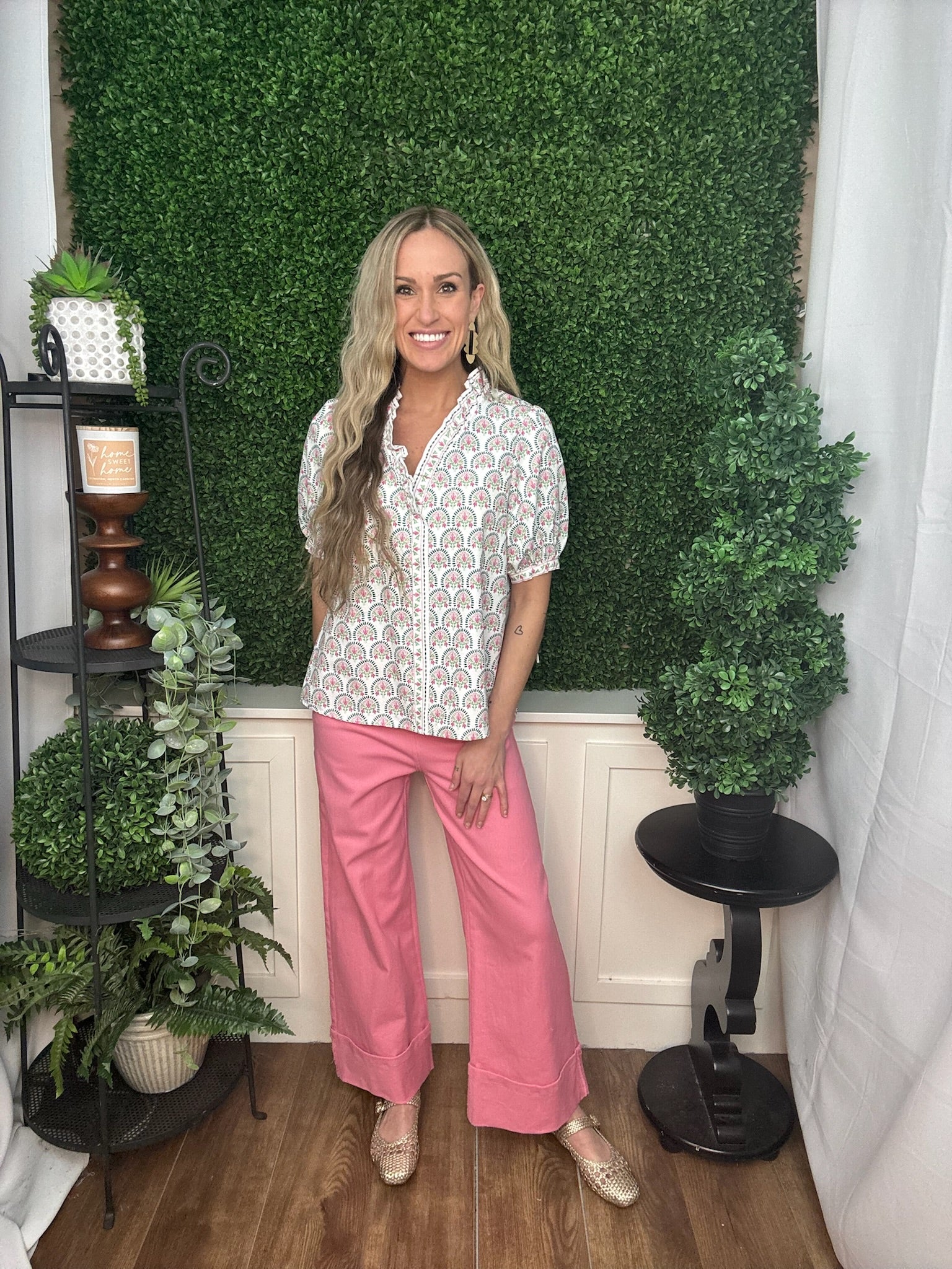 WIDE LEG CAPRI PANT PINK