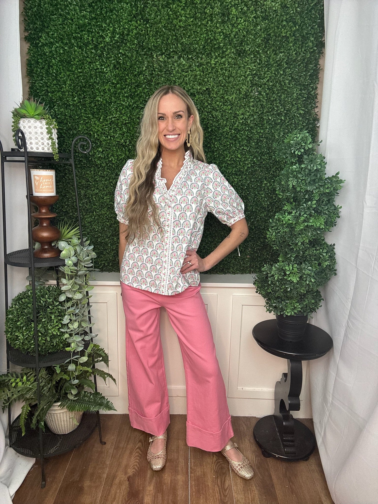 WIDE LEG CAPRI PANT PINK