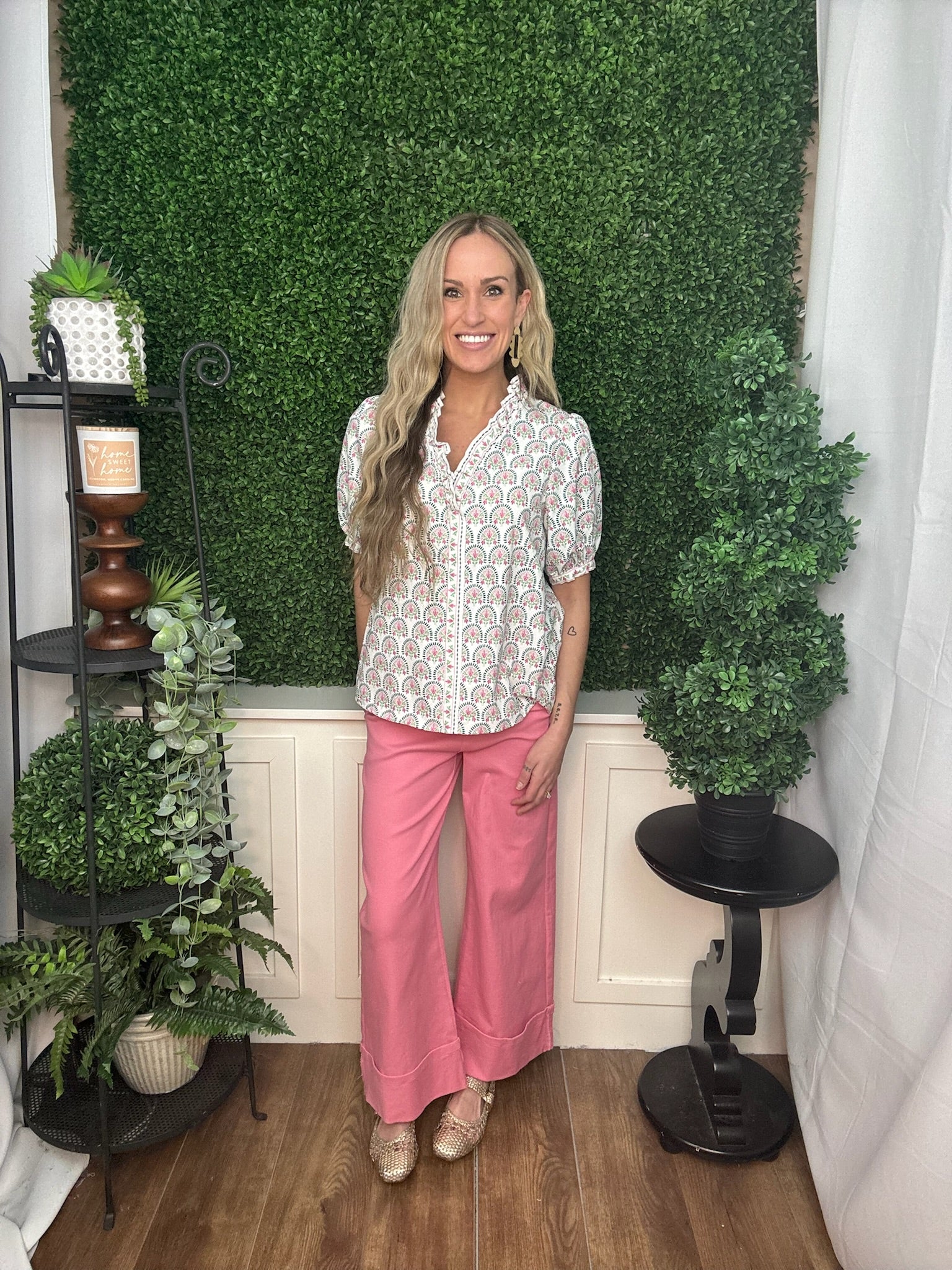 WIDE LEG CAPRI PANT PINK