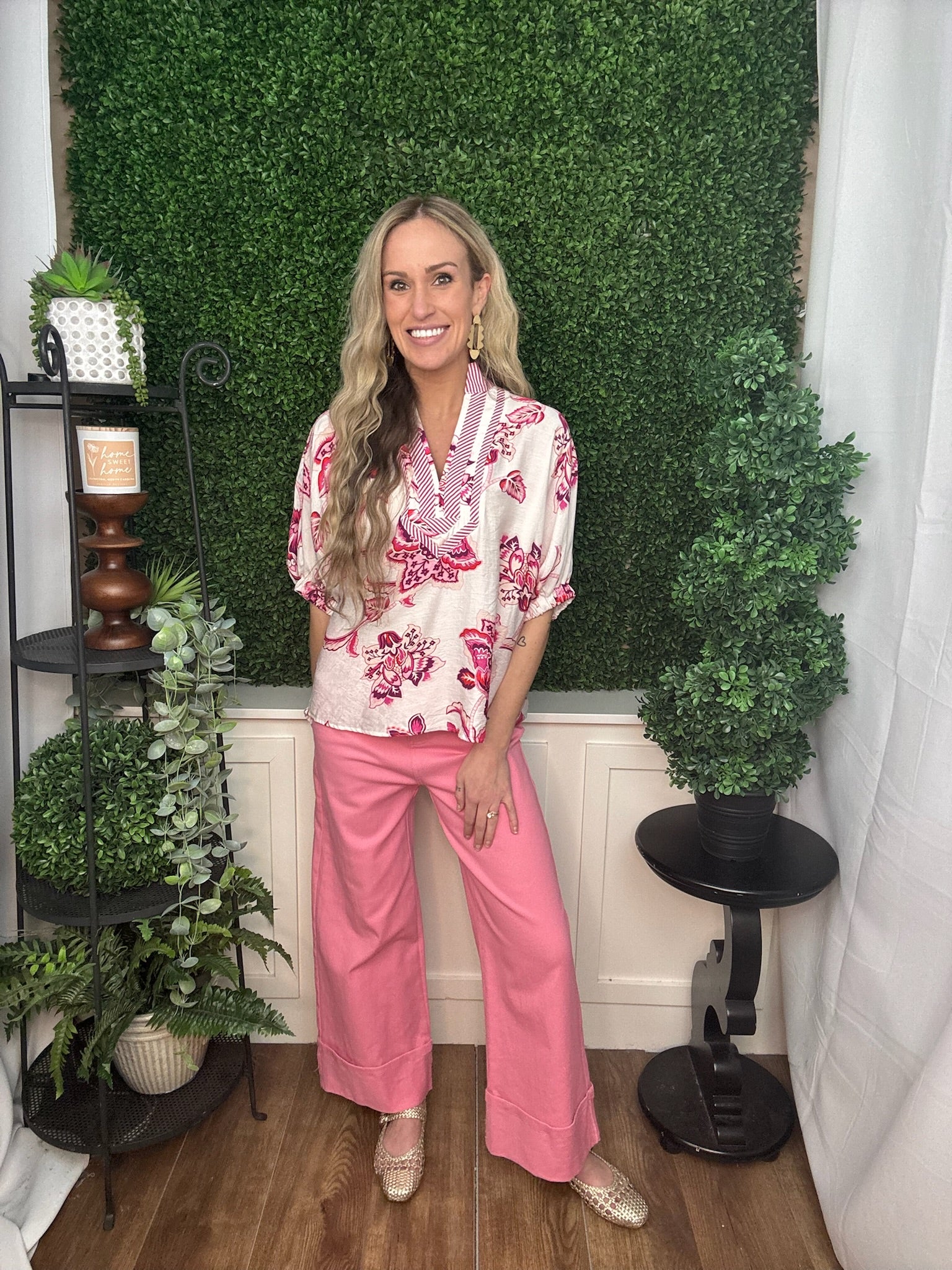 WIDE LEG CAPRI PANT PINK