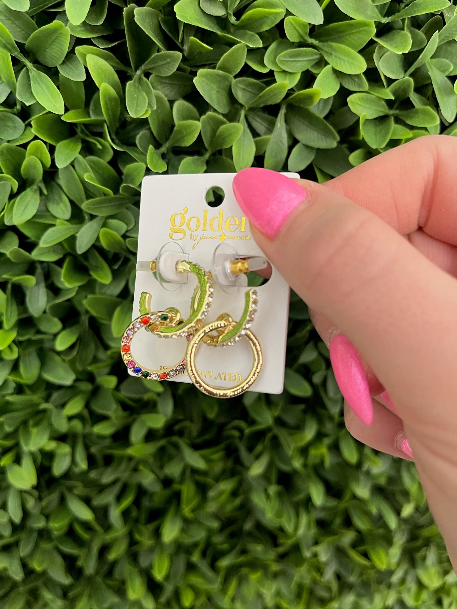 18K PLATED CLEAR CRYSTAL HOOP W/MULTI CIRCLE EARRINGS