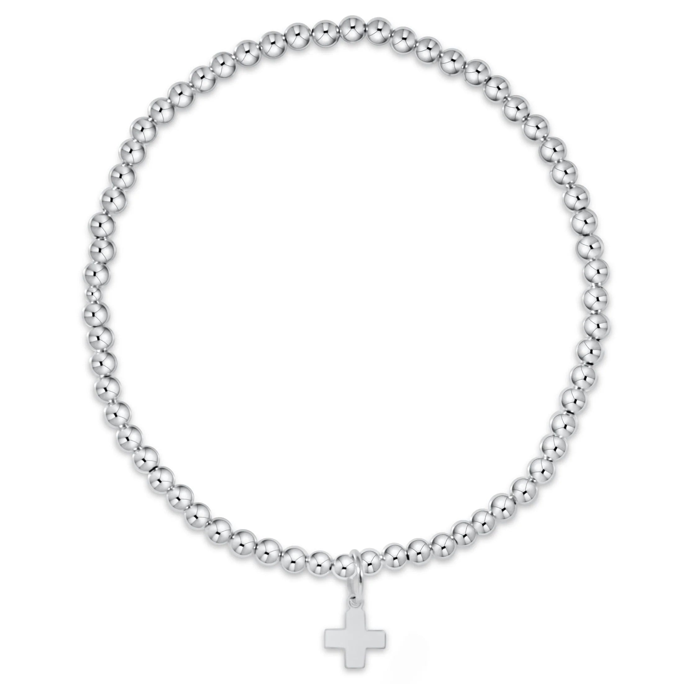 CLASSIC STERLING 3MM BRACELET - SIGNATURE CROSS STERLING CHARM