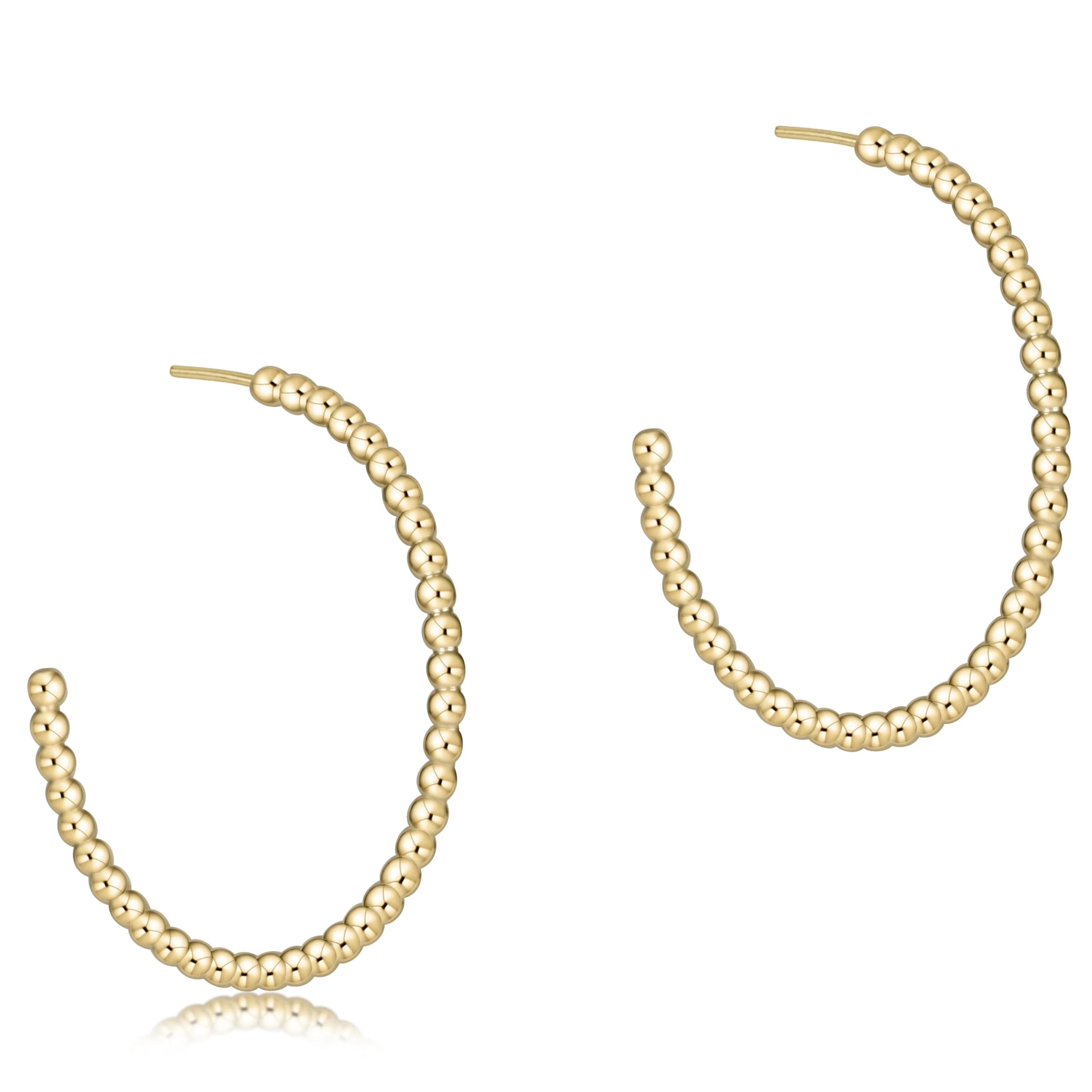 Beaded Classic 1.25" Post Hoop - Gold