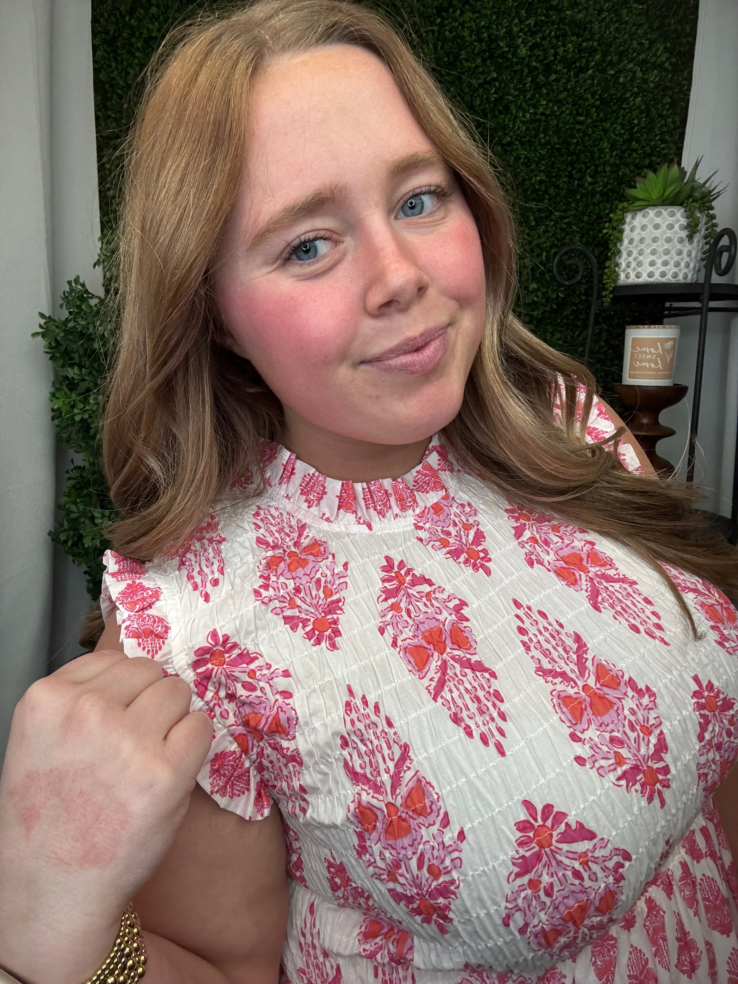 WARD SMOKED MIDI DRESS - PINK