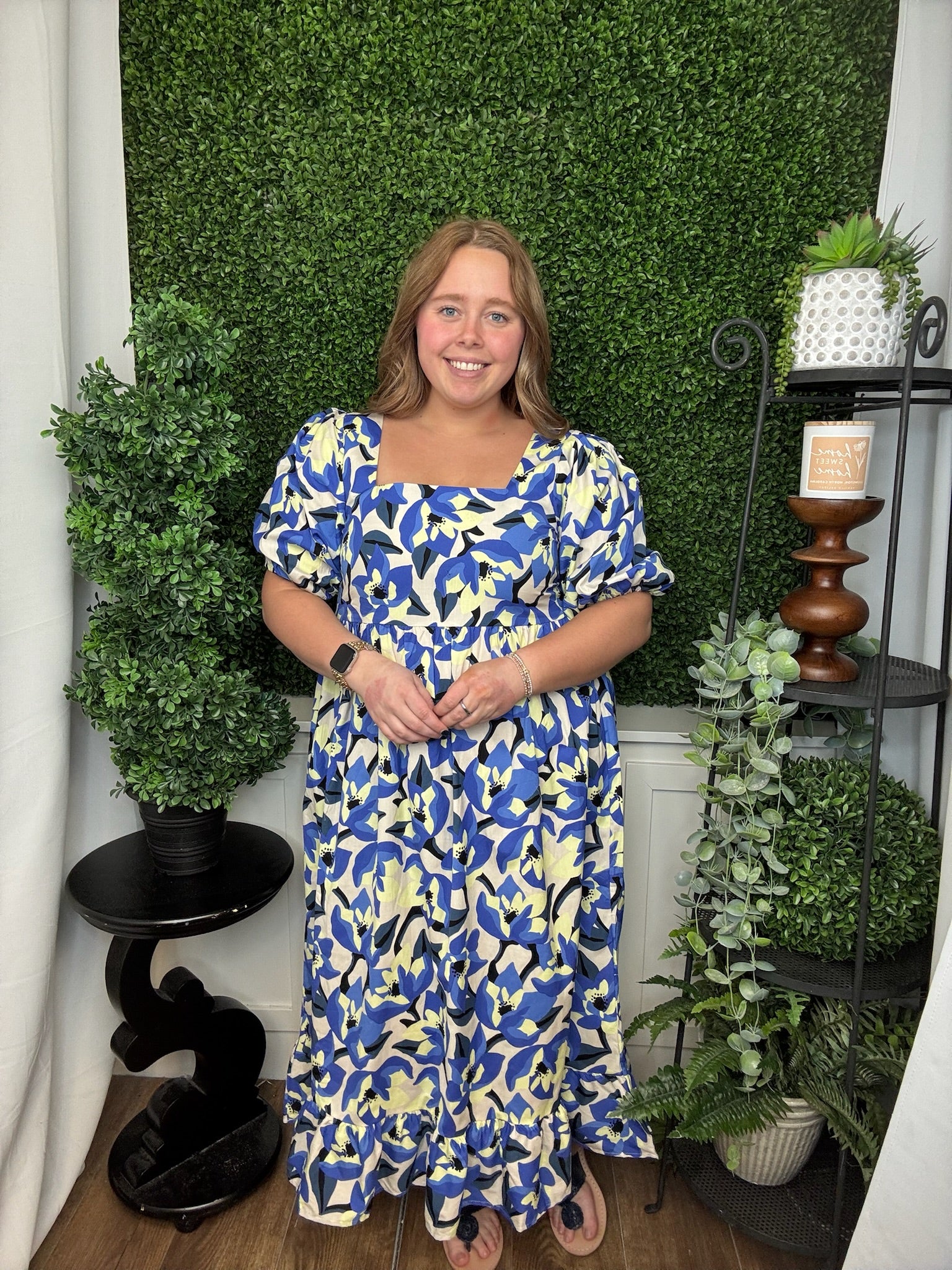 GENTRY PRINTED MIDI DRESS - BLUE