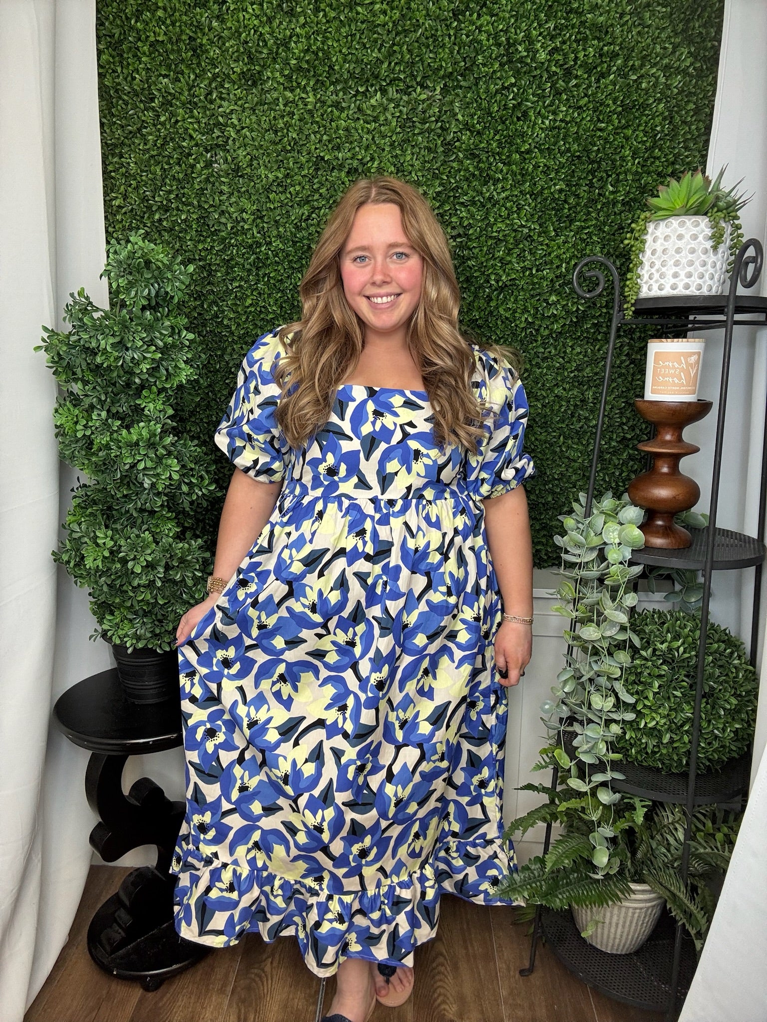 GENTRY PRINTED MIDI DRESS - BLUE