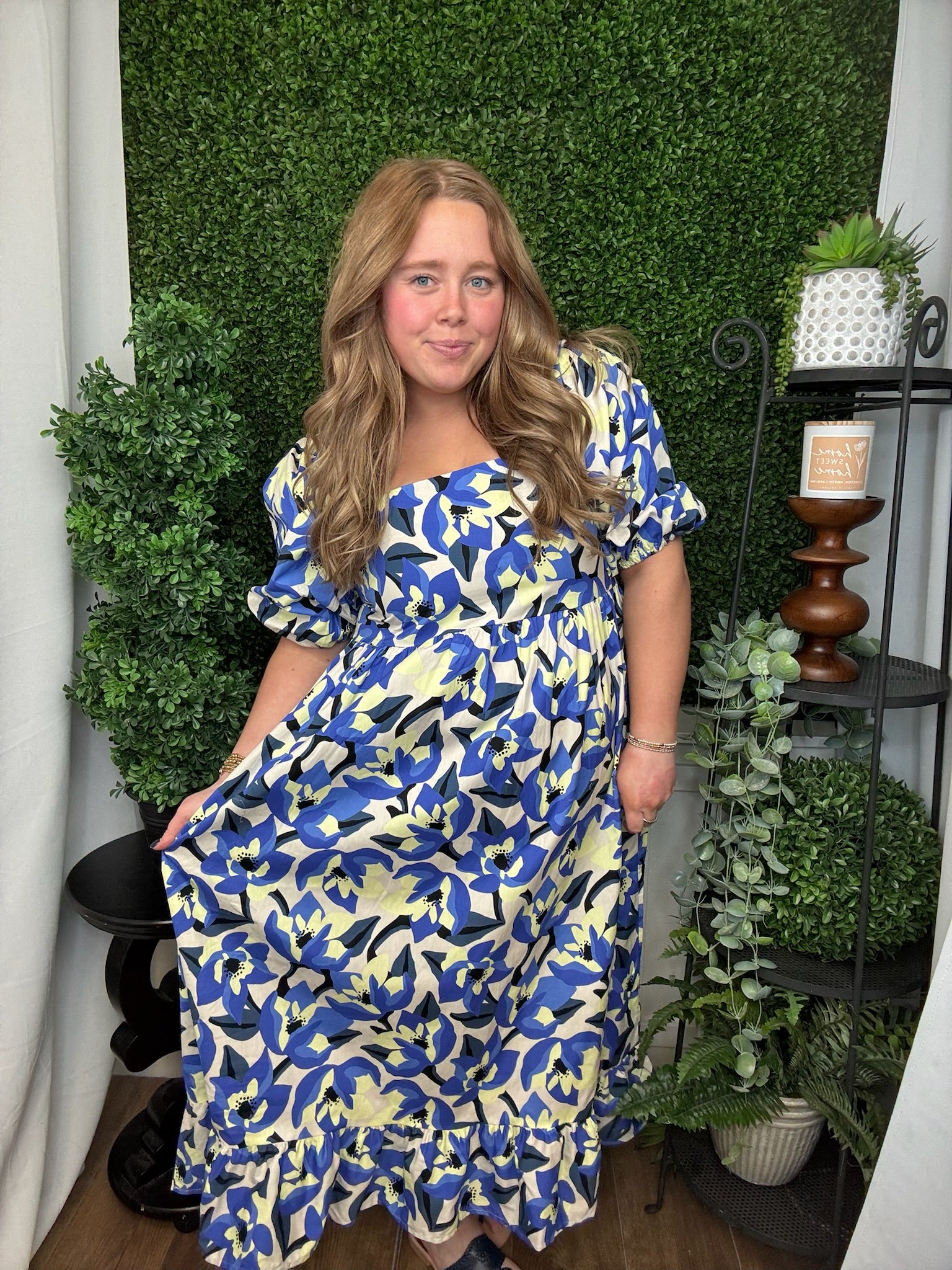 GENTRY PRINTED MIDI DRESS - BLUE