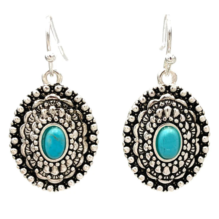 TURQUOISE OVAL EARRINGS