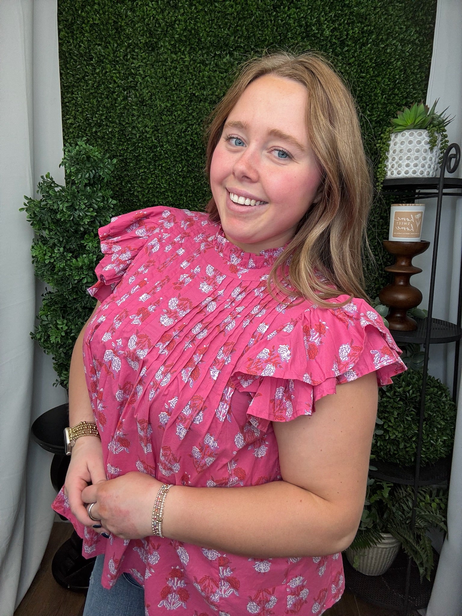 PINK DOLLY FLUTTER TOP