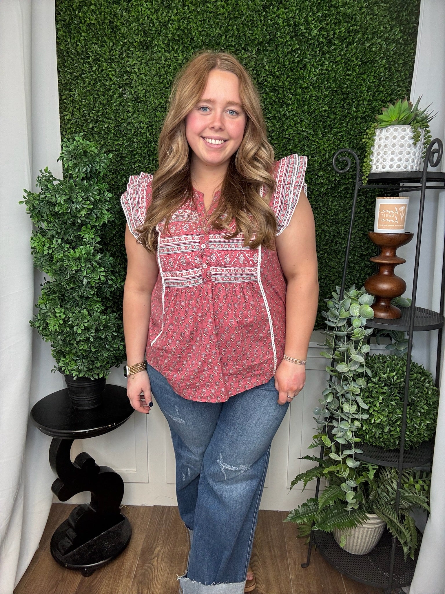 MARINA FLUTTER TOP - RED