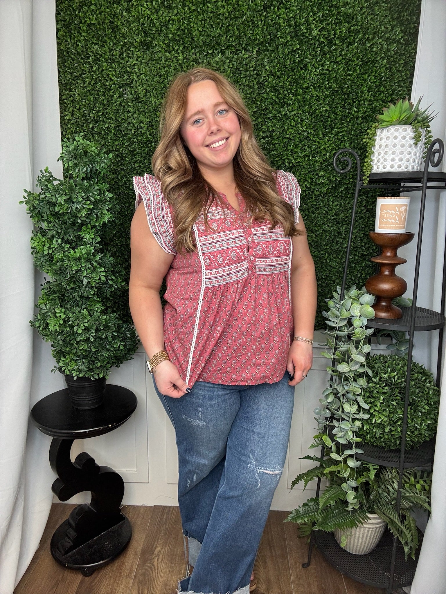 MARINA FLUTTER TOP - RED