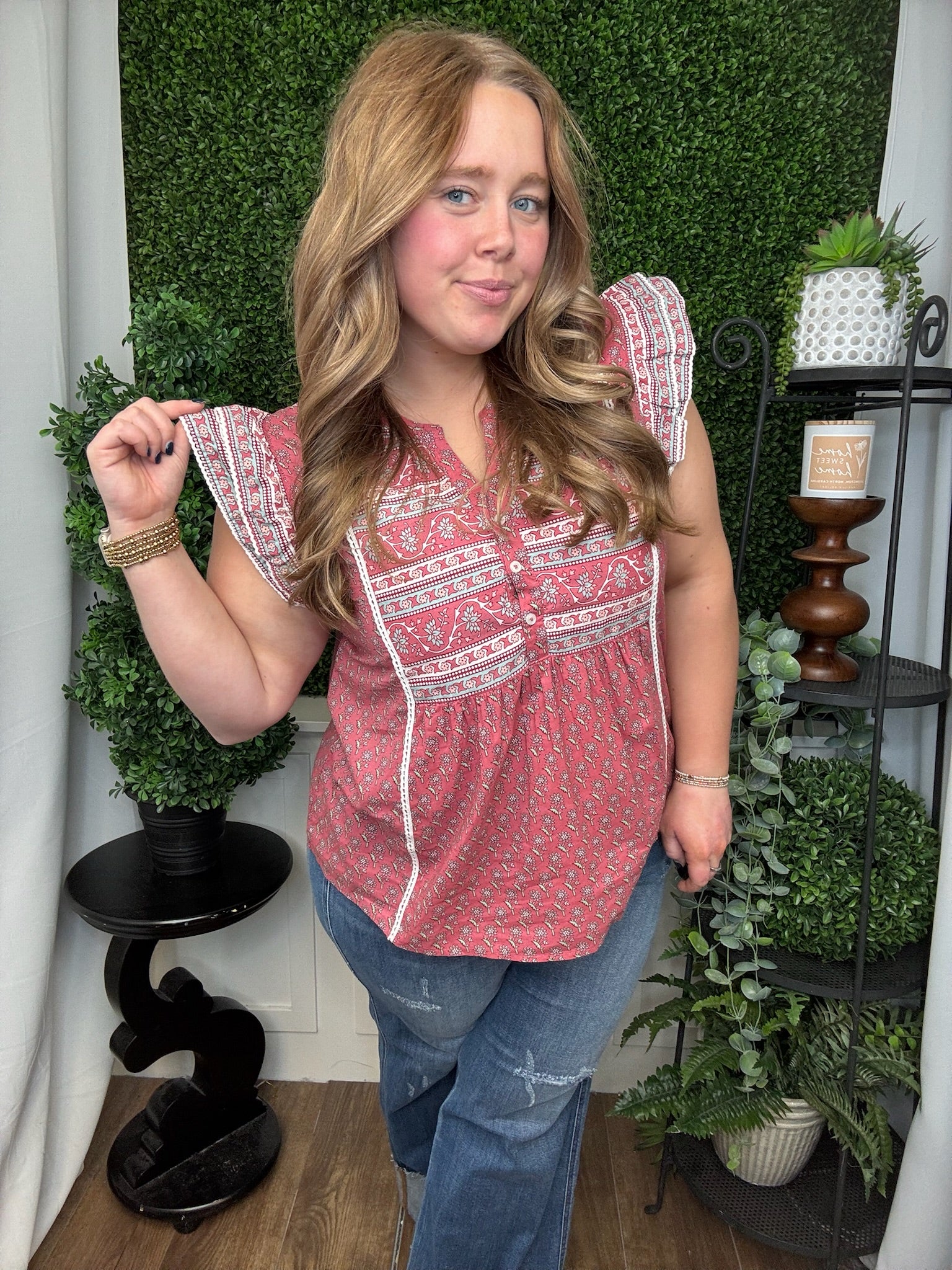 MARINA FLUTTER TOP - RED