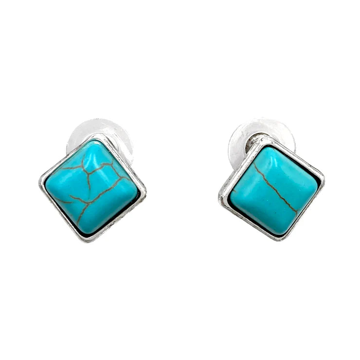 TURQUOISE SQUARE STUD EARRINGS