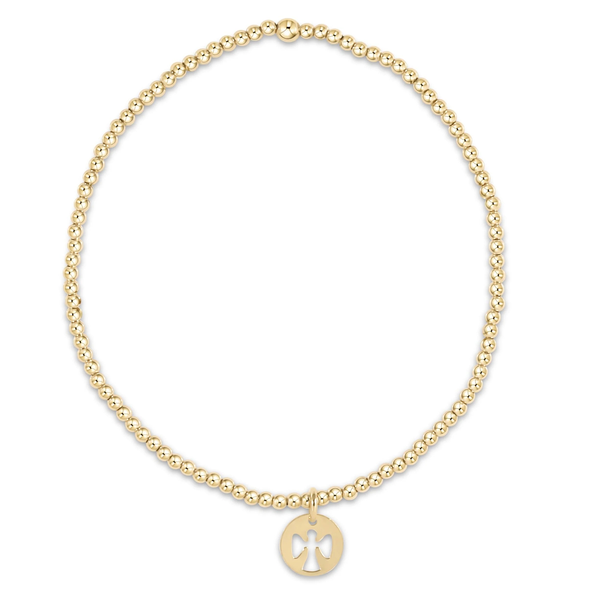 CLASSIC GOLD 2MM BRACELET - GUARDIAN ANGEL SMALL GOLD DISC