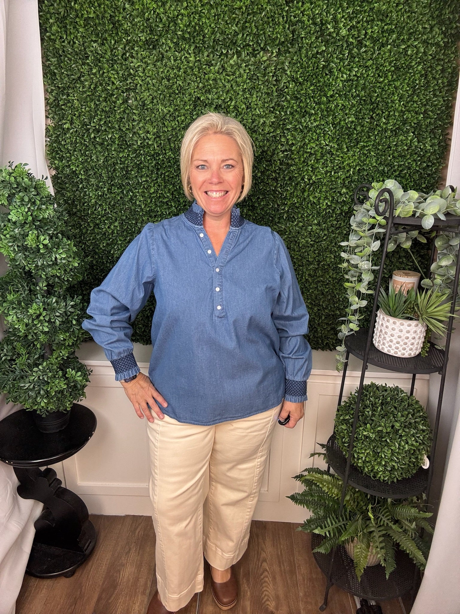 TOP KIMBERLY CHAMBRAY