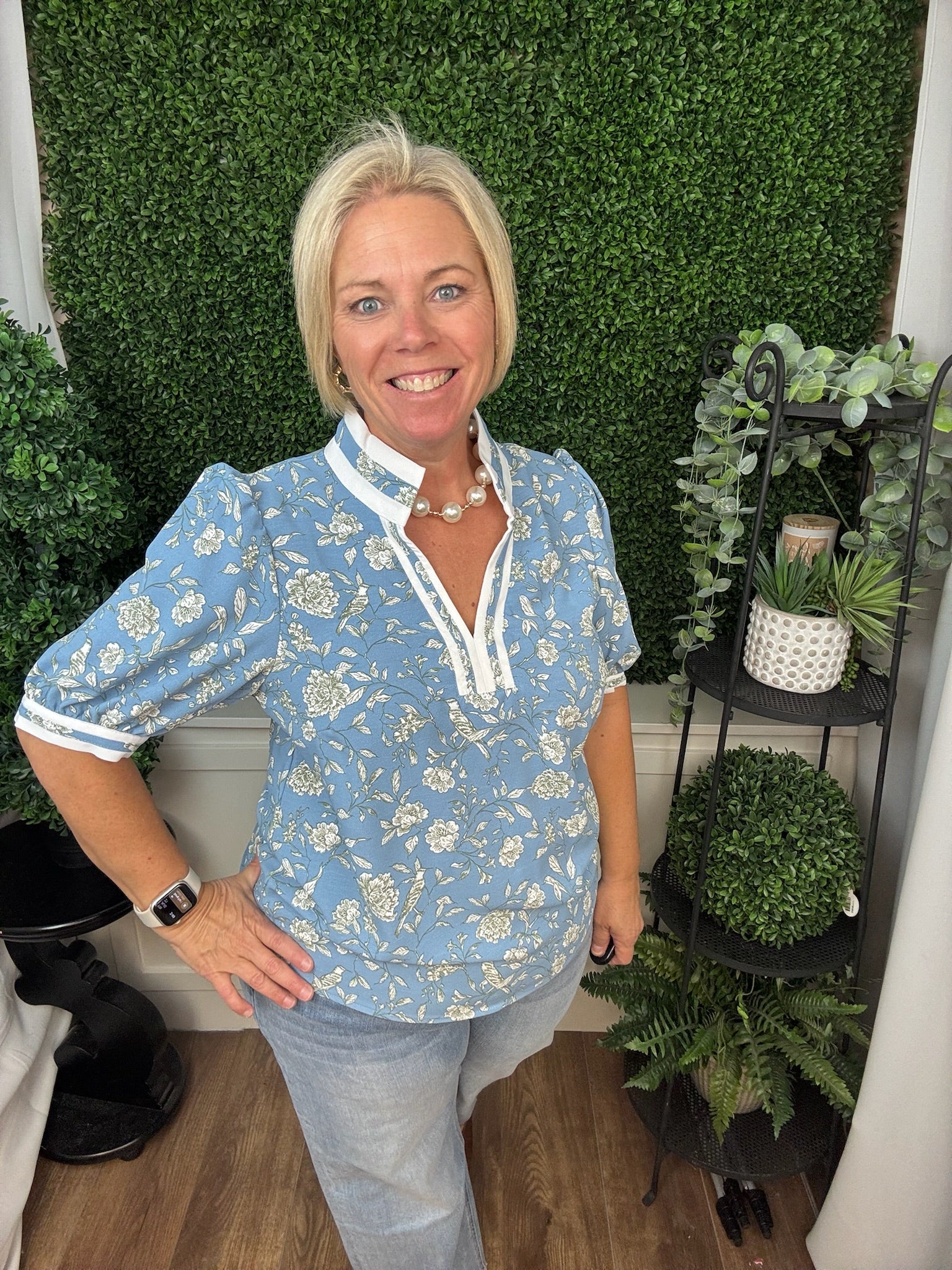 TOP TRICIA SS SONG BIRD BLUE