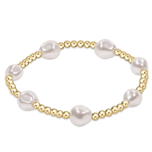 EXT ADMIRE GOLD 3MM BEAD BRAC - PEARL