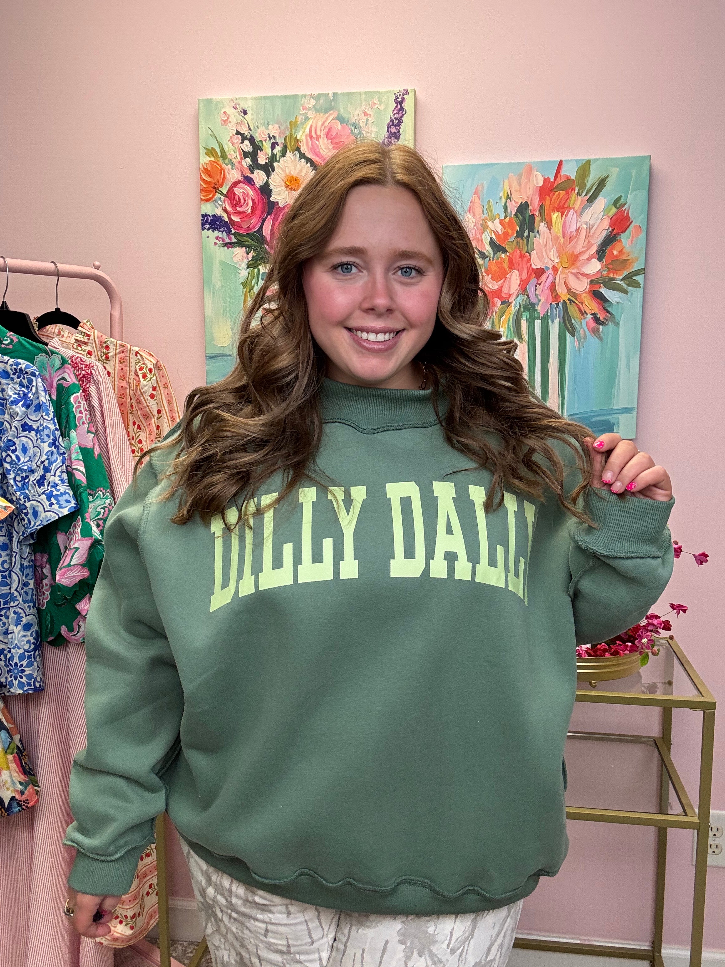 REVERSIBLE MOCK NECK SWEATSHIRT - DILLY DALLY - GREEN