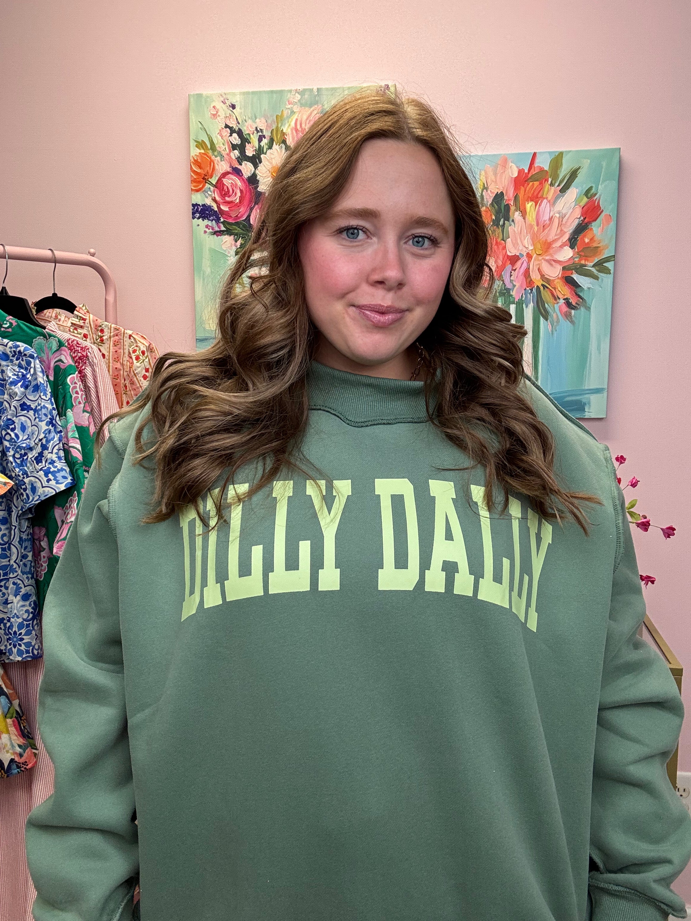 REVERSIBLE MOCK NECK SWEATSHIRT - DILLY DALLY - GREEN