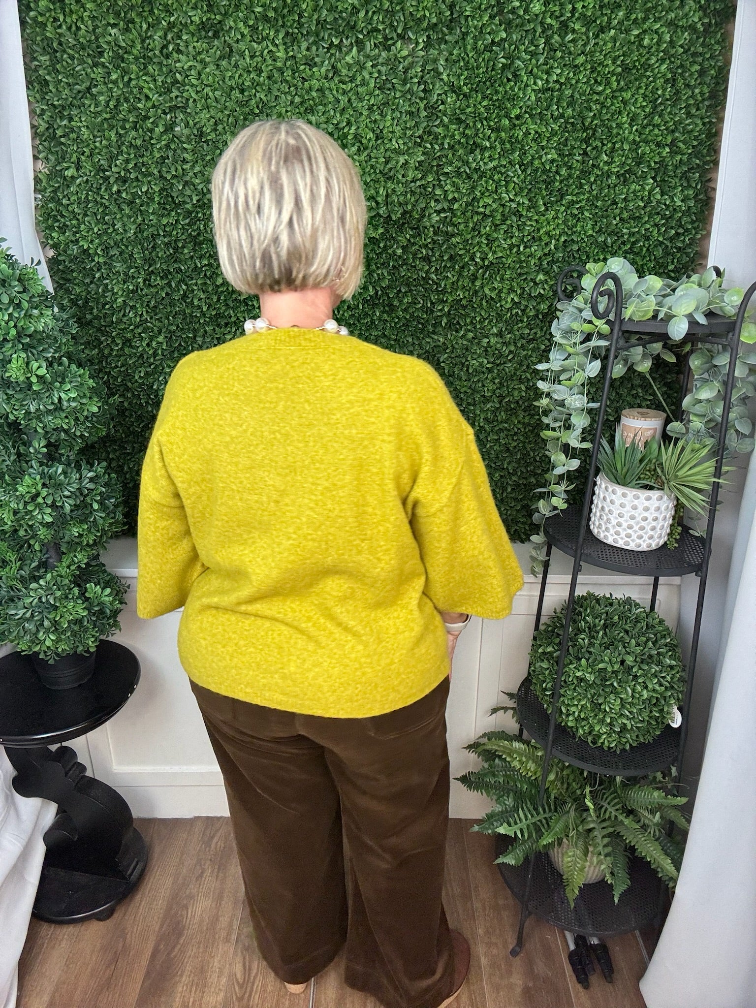TEXTURED KNIT TOP - DIJON/HUNTER GREEN