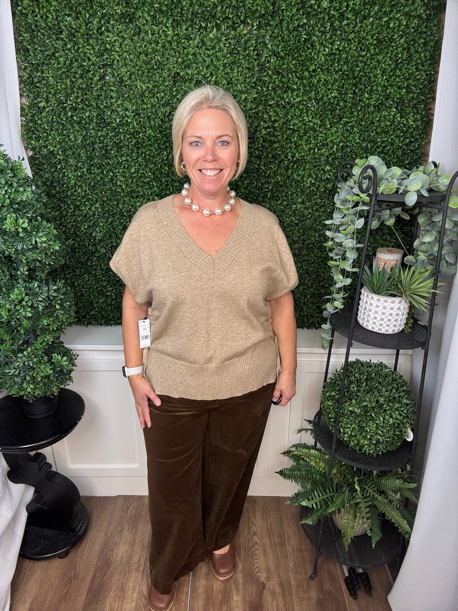 VNECK DOLMAN POPOVER SWEATER W/TIES - HARVEST KHAKI