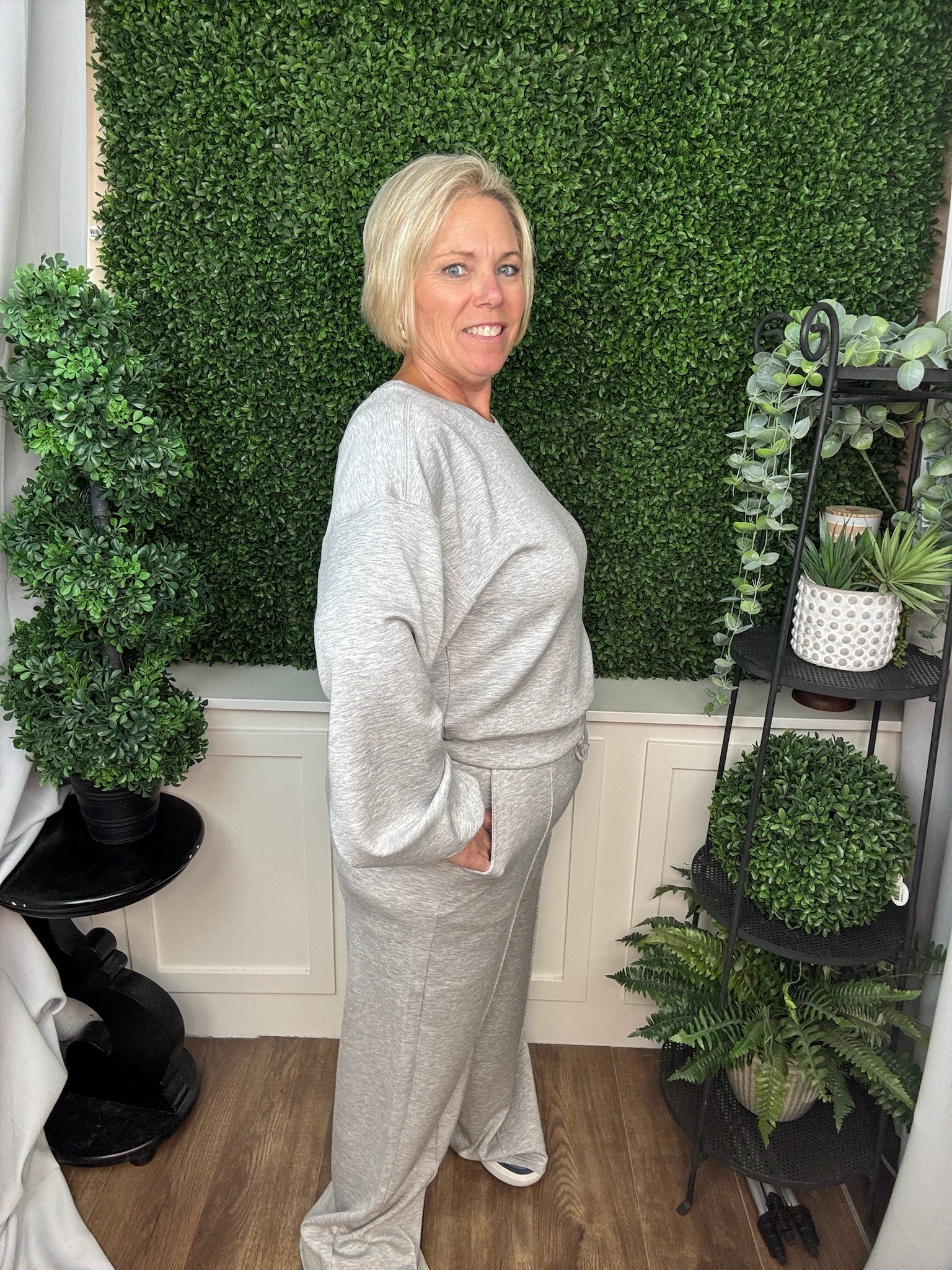 CLASSIC CREW NECK LONG SLEEVE AND PANTS SET- COCOA/HEATHER GREY