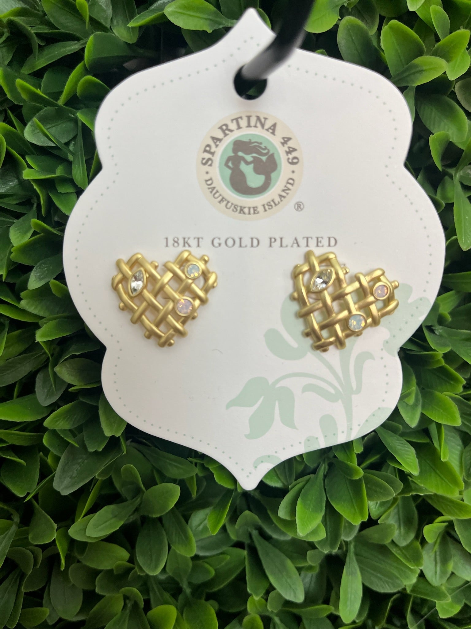 WOVEN HEART EARRINGS CRYSTAL