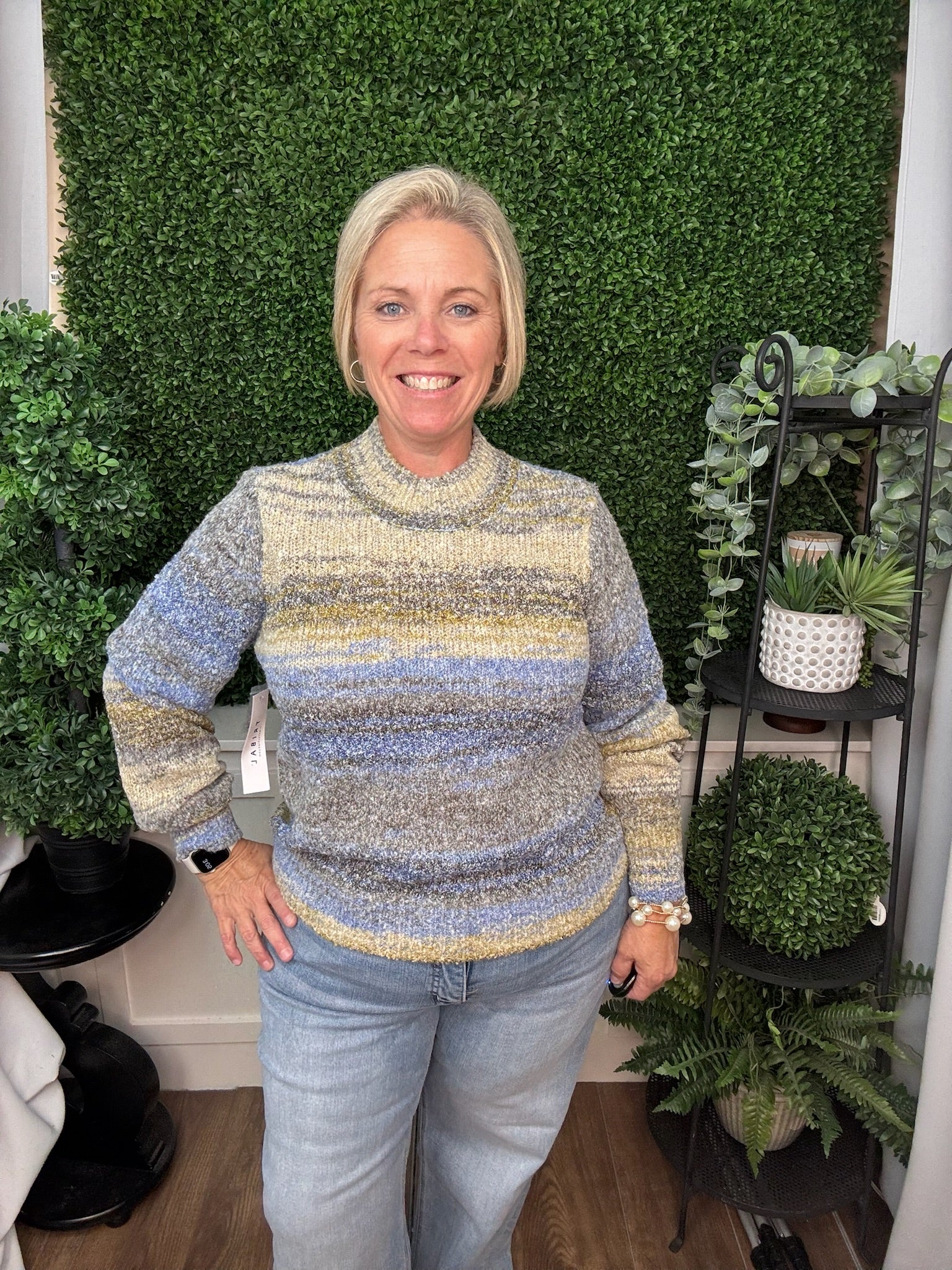Long Sleeve Mock Neck Sweater - Cobalt